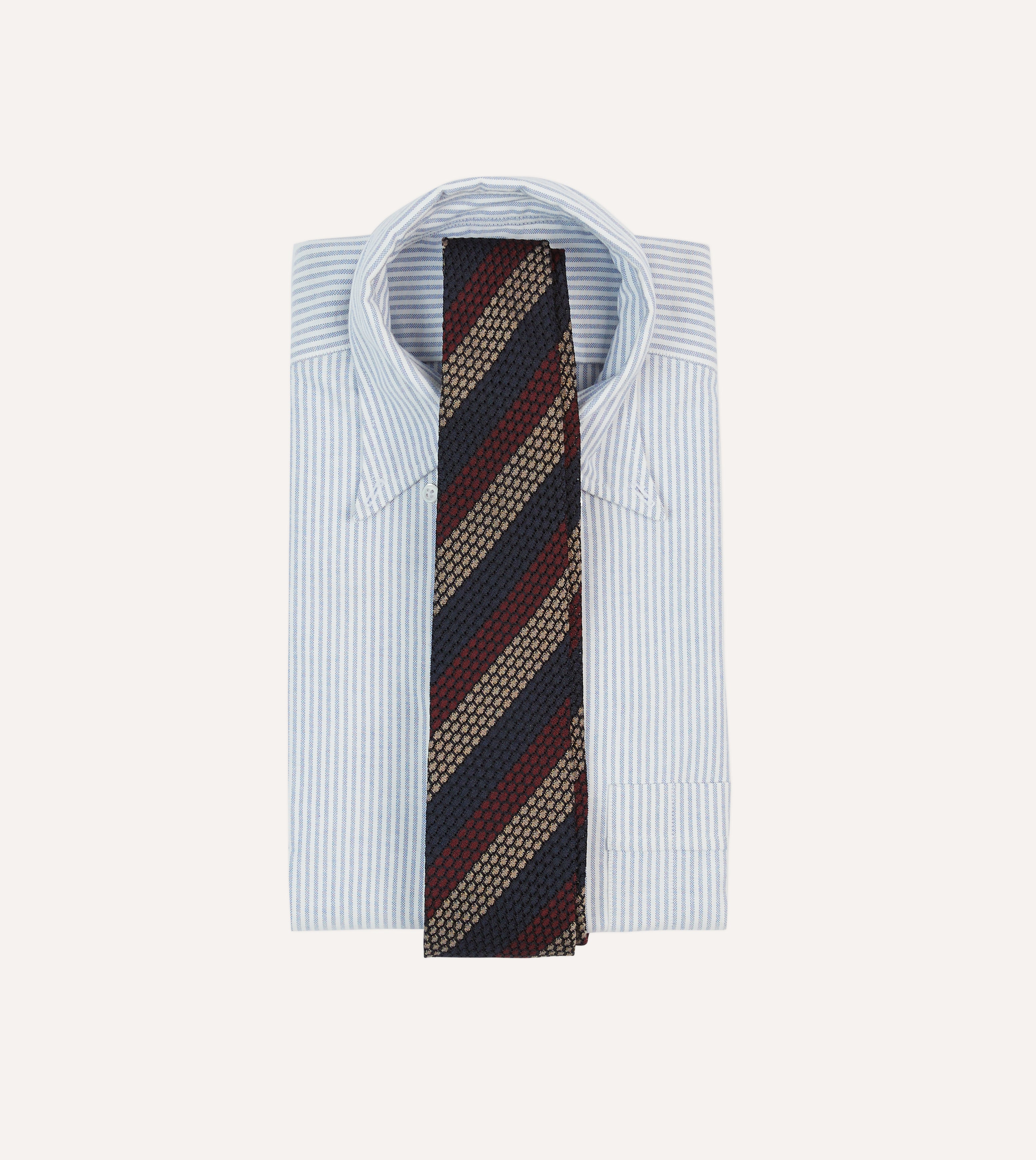 Premium Navy, Red & Gold Striped Hand-Rolled Silk Grenadine Necktie for Men - Perfect for Weddings, Business Meetings & Formal Occasions