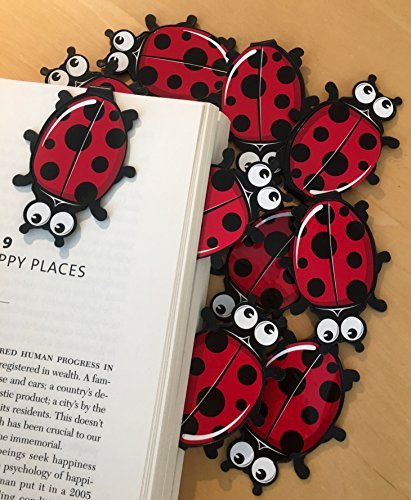 20 Pack Ladybug Plastic Bookmark Clips - Cute Animal Bookmarks for Kids, Students & Teens - Fun Reading Incentives, Classroom Awards & Party Favors - Perfect for School, Libraries & Book Clubs