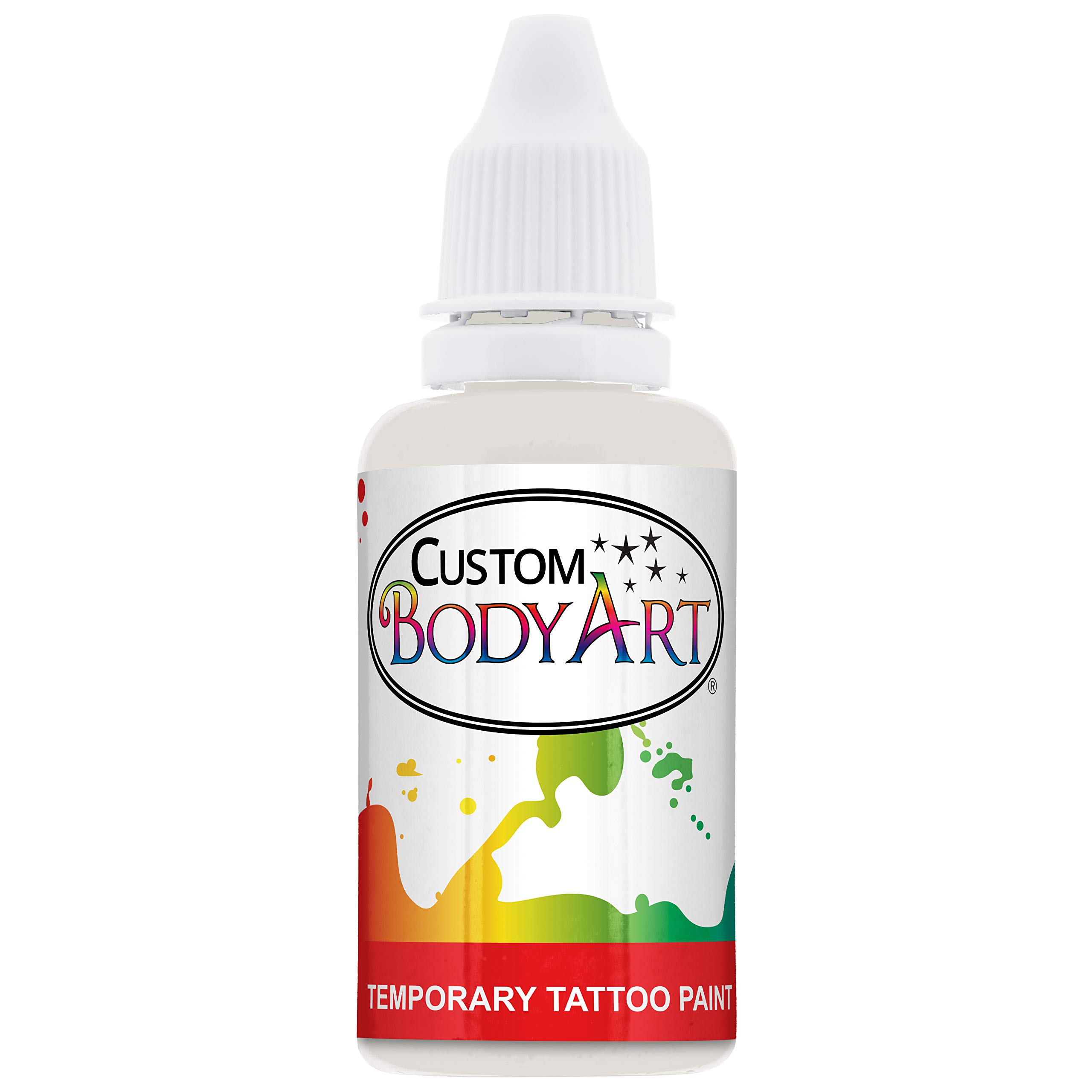 Premium 1-Ounce White Temporary Airbrush Tattoo Paint - Alcohol-Based Body Art for Face & Skin - Perfect for Halloween, Cosplay & Costume Parties