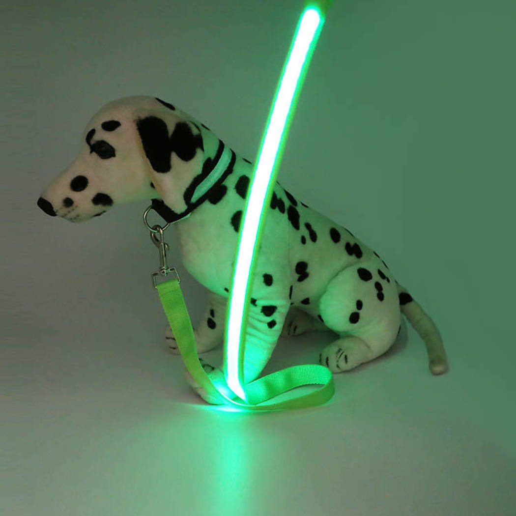 Glow in the Dark Dog Leash - Reflective Pet Rope with Multi-Function Buckle, LED Safety Collar for Night Walking (Green, 1 Pack) - Perfect for Evening Walks, Jogging & Outdoor Adventures with Your Dog