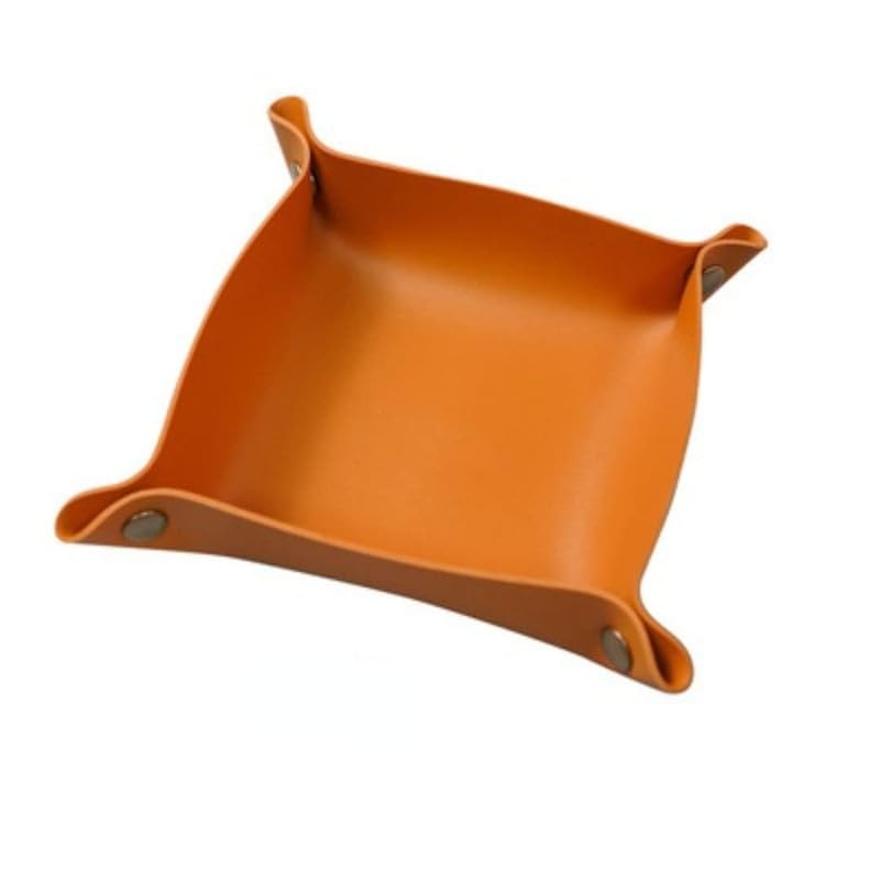 Omdhanu Genuine Leather Jewelry Valet Tray - Foldable Storage Organizer for Jewelry, Perfume & Cosmetics | Office Desk Accessory & Travel Essential (1PC) - Perfect for Home, Office & Travel Organization