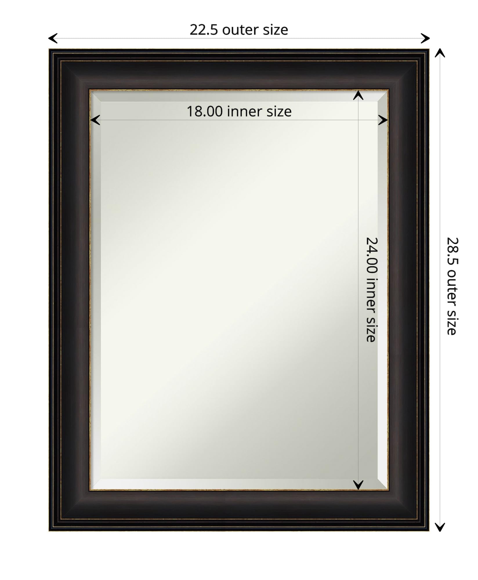 Amanti Art Bronze Wall Mirror Set of 3 - 29x23 Inch Oil Rubbed Bronze Rectangular Bathroom & Living Room Wall Decor with Beveled Edge, Traditional Medium Frame - Perfect for Bathroom Vanity, Entryway or Bedroom Decor (Hangs Horizontally & Vertically)