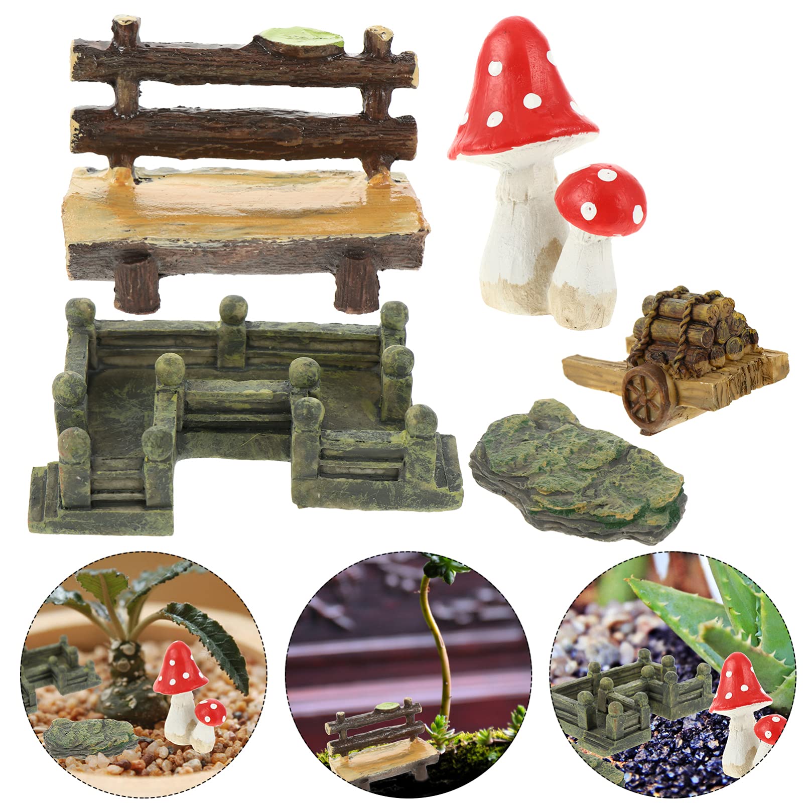 DOITOOL 5Pcs Resin Mushroom Figurines - Miniature Fairy Garden Decor, Terrarium Accessories, Jewelry Making Supplies for DIY Crafts, Home Decor, and Gift Giving - Perfect for Fairy Gardens, Terrariums, and Craft Projects