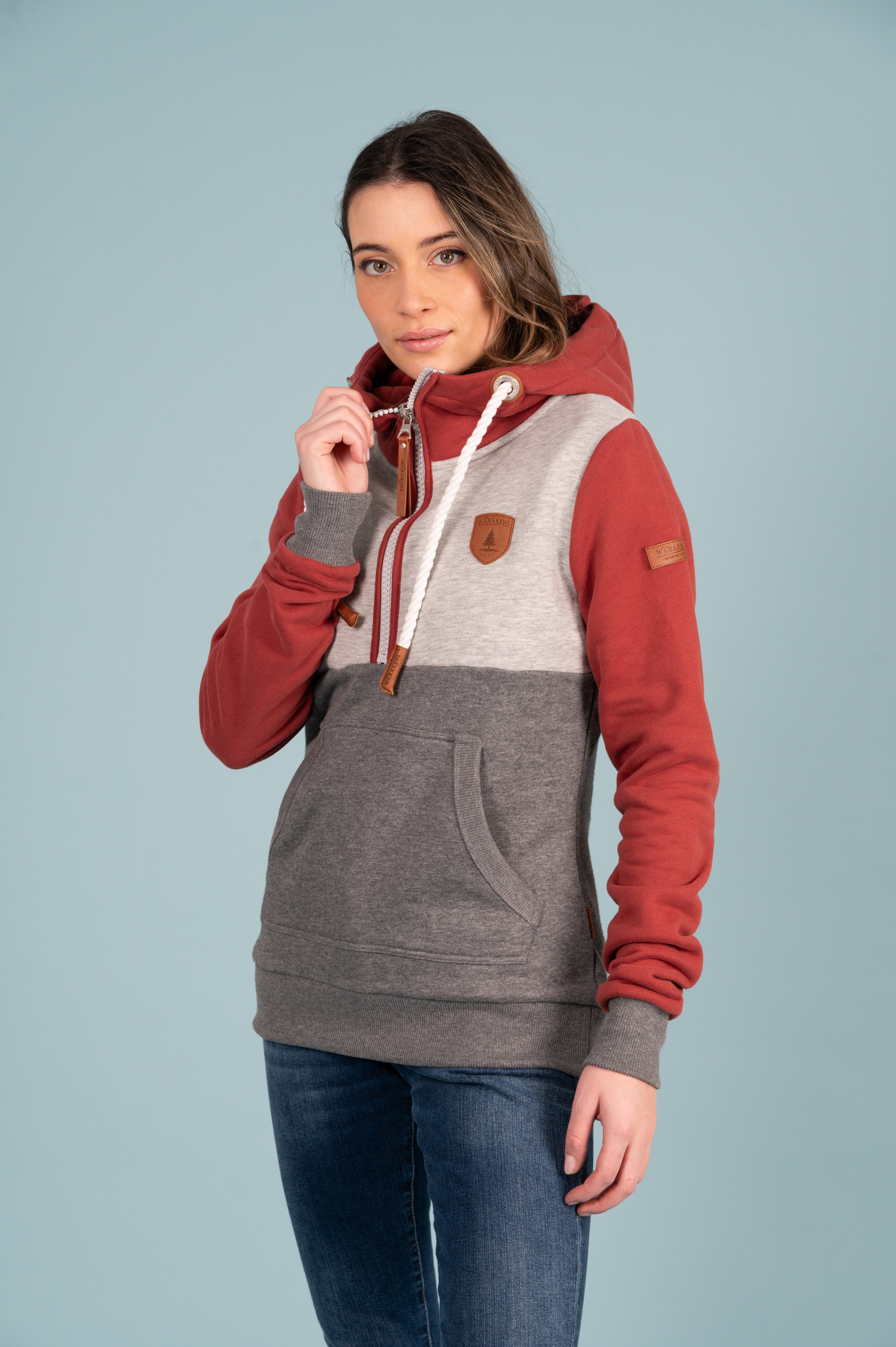 Kaya Half Zip Hoodie for Women - Rustic Red Pullover Fleece Jacket | Cozy Casual Wear for Fall & Winter | Perfect for Outdoor Activities & Lounge