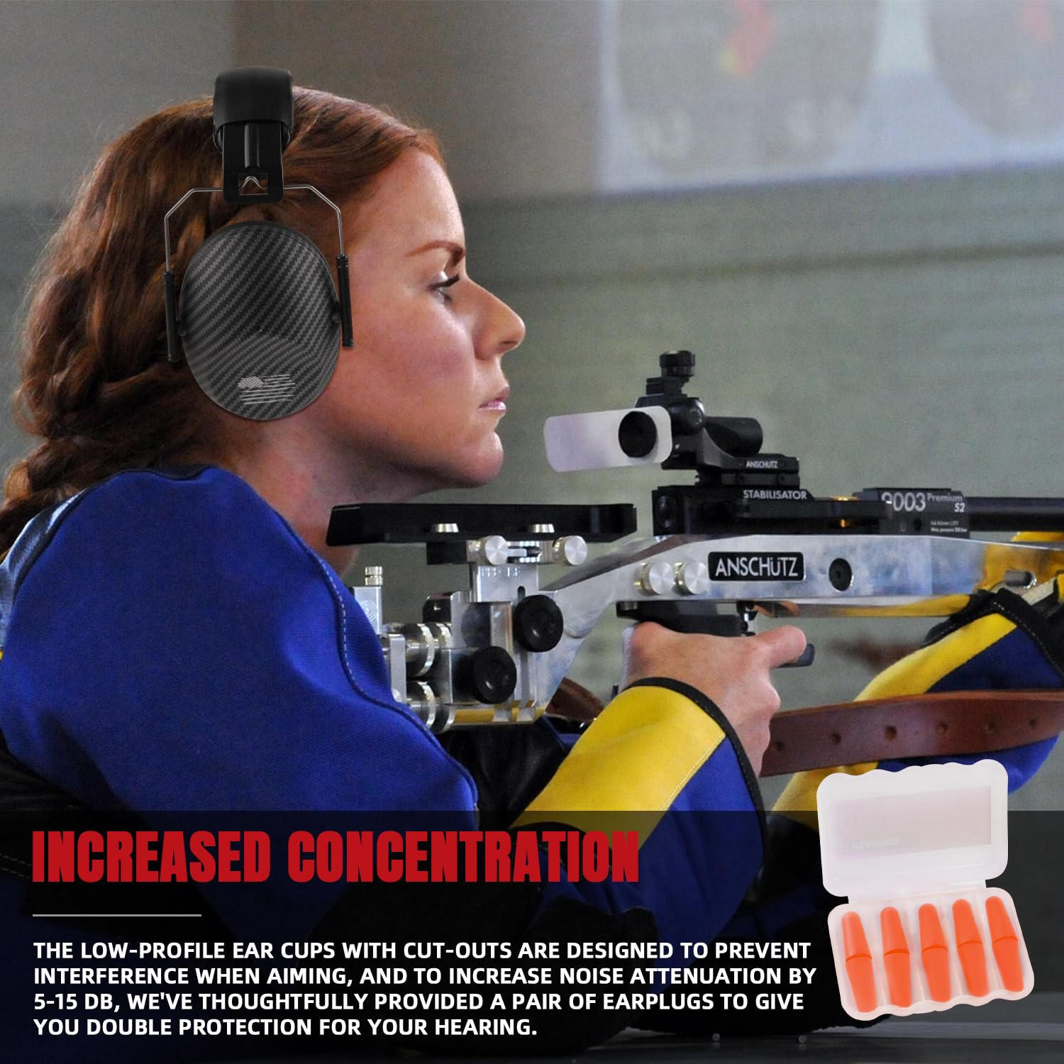 Hearmor Low Profile Shooting Earmuffs - NRR 23dB Noise Reduction Ear Protection for Gun Range, Hunting & Shooting Sports - Black - Perfect for Target Practice, Firearm Training & Outdoor Activities