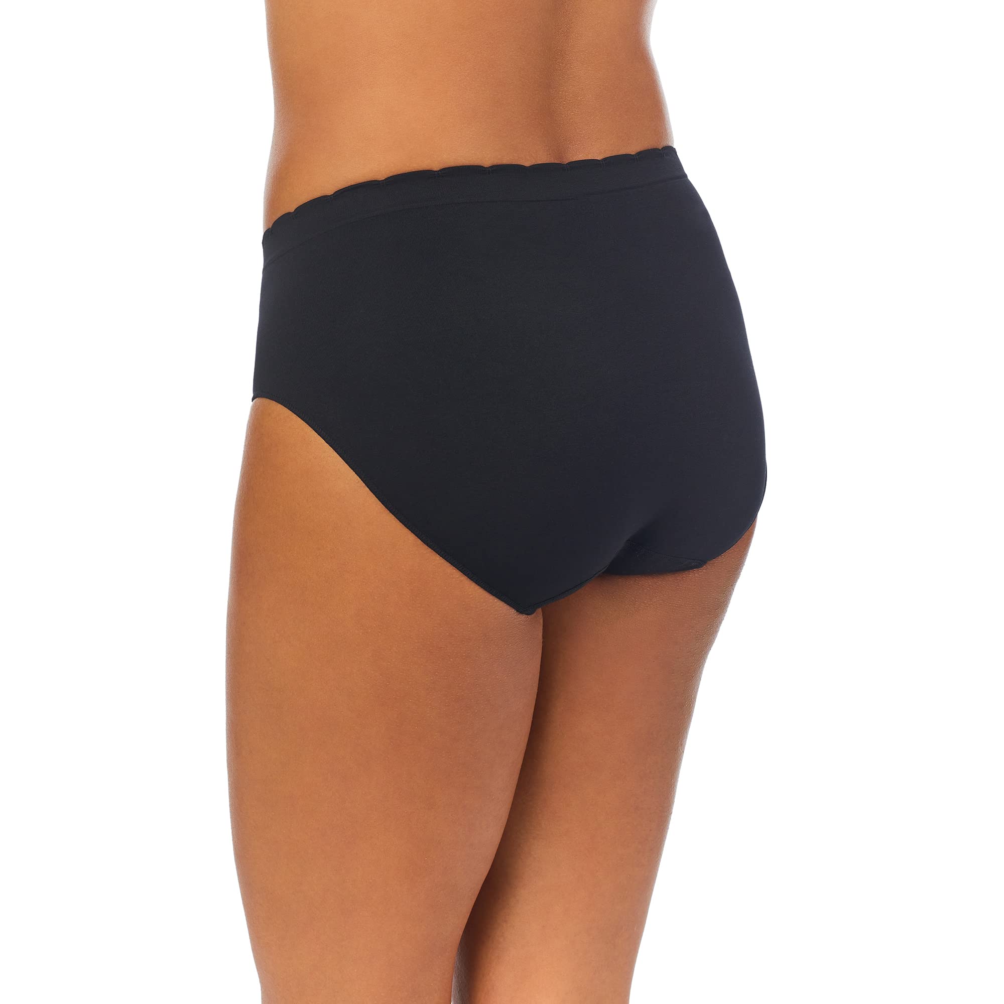 Ellen Tracy Women's Ultra Soft Seamless Hi-Cut Brief Panties 3-Pack - Scalloped Edge Comfort Underwear for Everyday Wear & Lounge