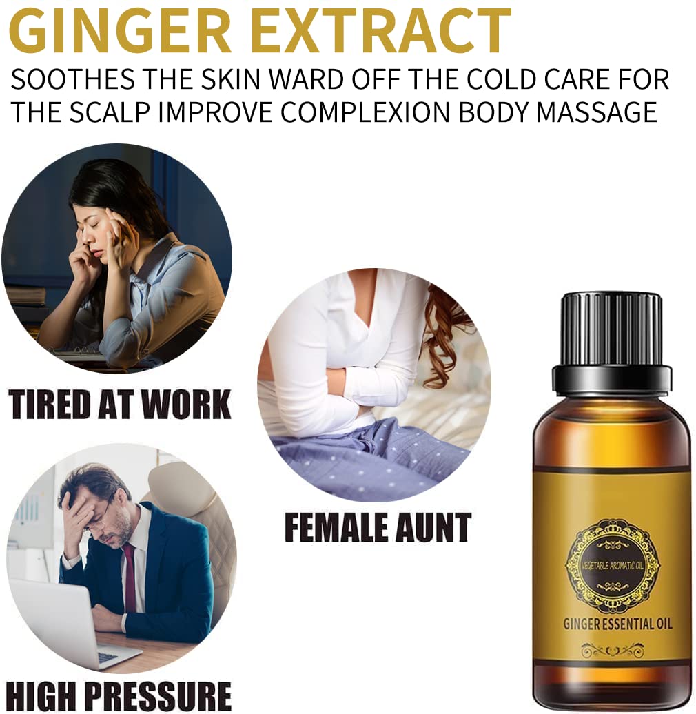 10 Pack Belly Drainage Ginger Oil - Natural Lymphatic Massage Oil with Ginger Essential Oil for Detox, Relaxation & Aromatherapy - Perfect for Spa, Home Massage & Wellness Routine