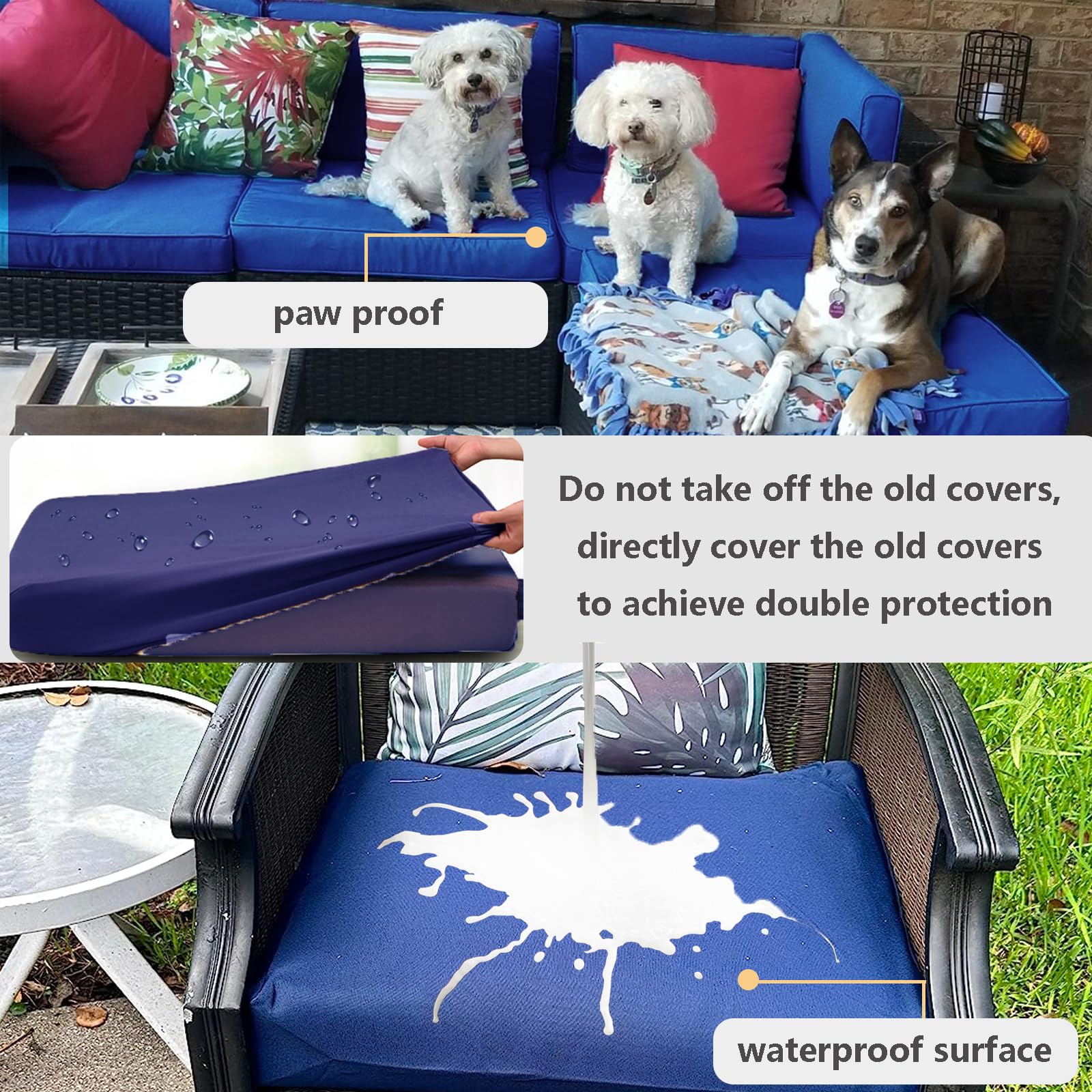 14-Piece Outdoor Cushion Covers Set - Replacement Slipcovers for 6-Seater Wicker Rattan Sectional Sofa (Seat & Back Only, Ivory) - Perfect for Patio, Garden, Poolside & Outdoor Lounge Furniture Protection