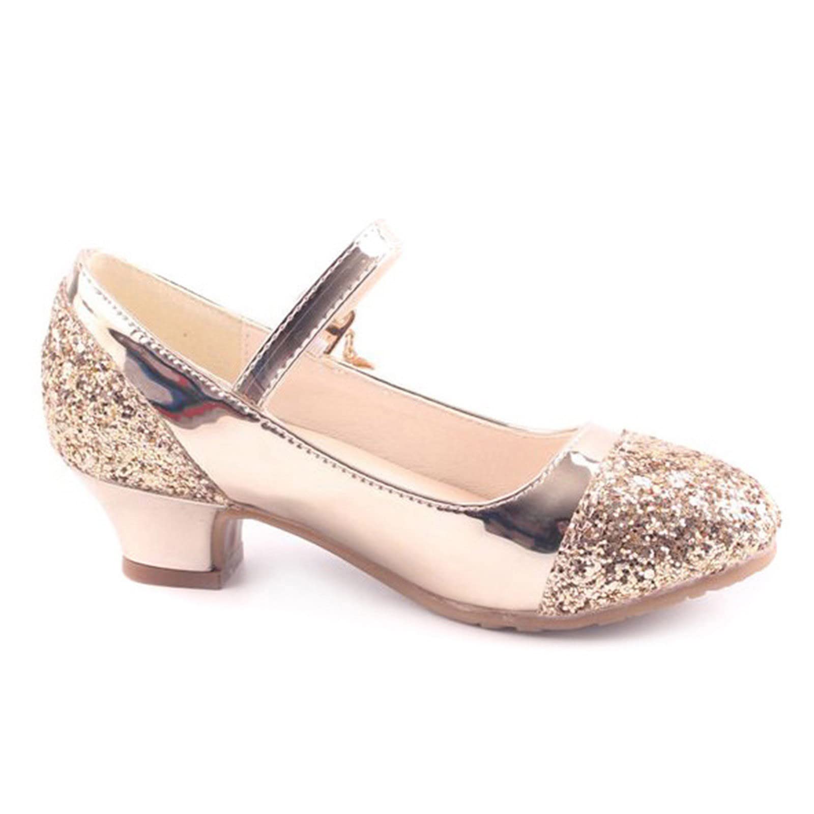 **Girls' Crystal High Heel Sneakers - Princess Dress Shoes for Kids - Size 12 - Perfect for Parties, Weddings & Special Occasions**
