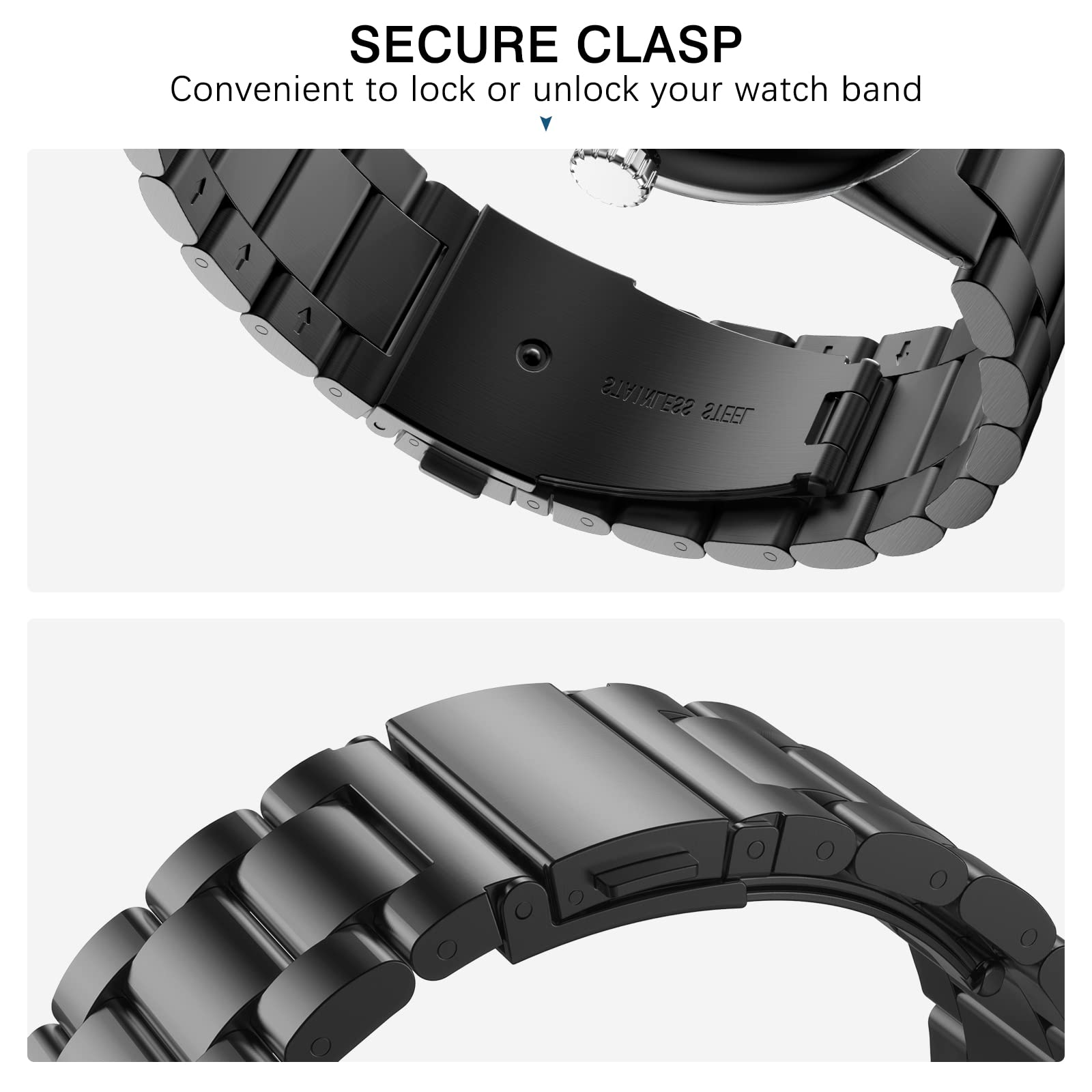 Premium Stainless Steel Watch Band for Google Pixel Watch 3 41mm/Pixel Watch 2/Pixel Watch - Durable Metal Replacement Strap for Men & Women (Black) - Perfect for Workouts, Office Wear & Everyday Use