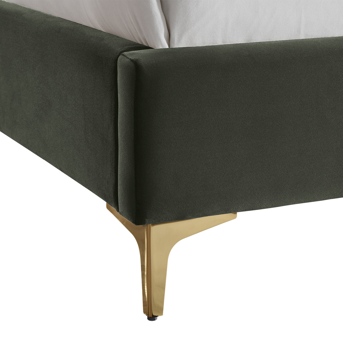 Georgia Velvet Queen Bed - Luxurious Soft Velvet Upholstered Queen Size Bed Frame with Sturdy Wooden Legs | Perfect for Master Bedroom, Guest Room, or Apartment Decor
