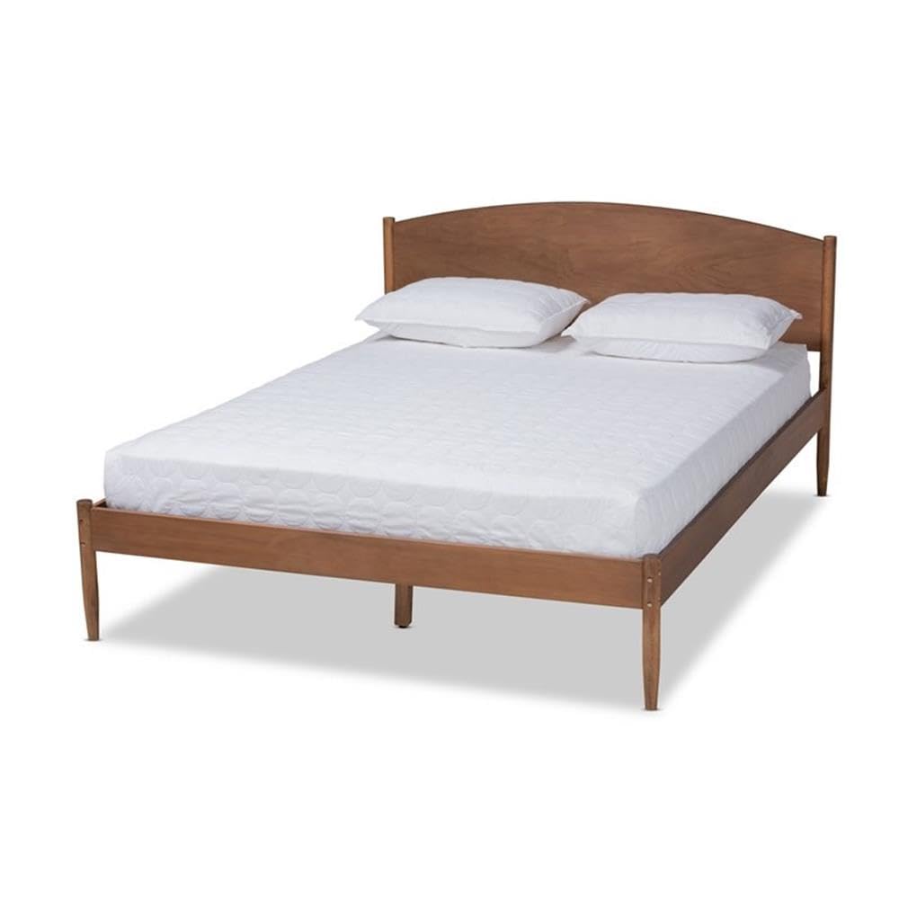 BOWERY HILL Full Size Wood Platform Bed with Ash Brown Finish - Sturdy & Stylish Bed Frame for Modern Bedrooms, Guest Rooms & Dorm Rooms