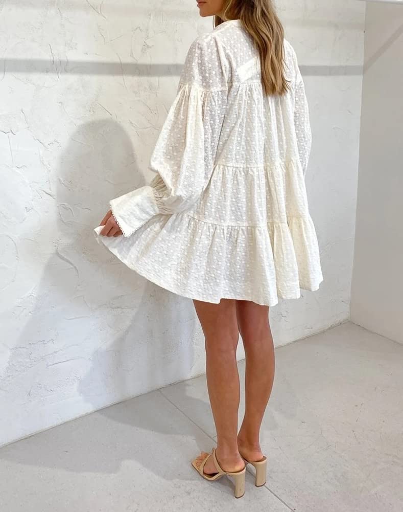 Ruffle Sleeve Tunic Midi Dress - Flowy Shift Sundress with Button Down & Swing Skirt | Perfect for Summer Beach, Vacation & Boho Chic Outfits