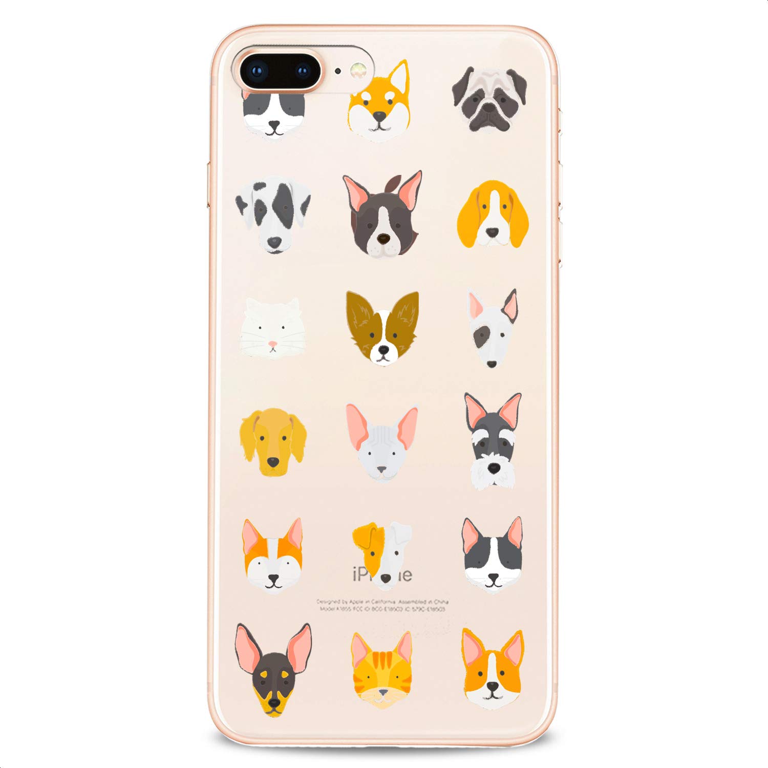 iPhone 14 13 12 11 X 8 7 SE Case - Cute Cat & Dog Print Flexible Silicone Cover - Slim Soft Protective Phone Case for Women & Men - Perfect for Daily Use, Work & Travel