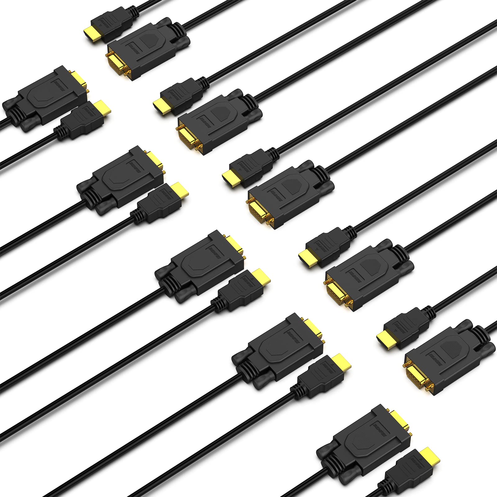 BENFEI 10 Pack HDMI to VGA 6 Feet Cable - Male to Male Uni-Directional Adapter for Computer, Laptop, Monitor, Projector, TV - Ideal for Home Office, Gaming, Presentations & Digital Signage