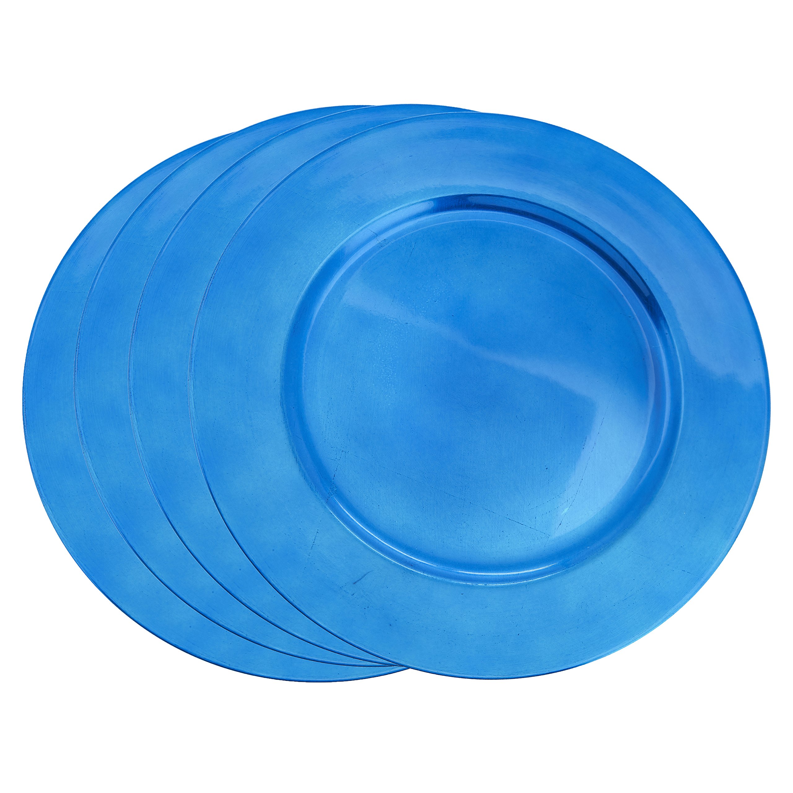 Premium SARO LIFESTYLE Cobalt Blue Charger Plates Set of 4 - Elegant Classic Design for Weddings, Dinner Parties & Formal Dining Decor