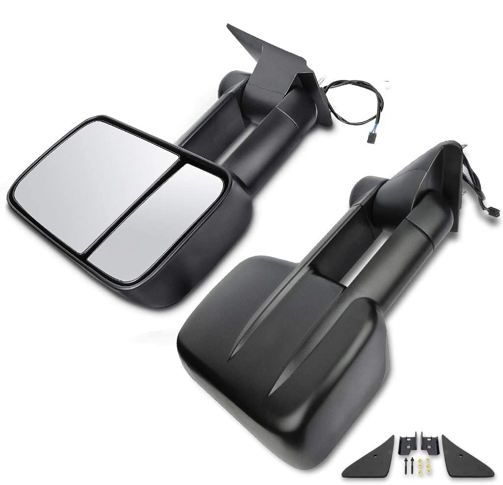 CCiyu Power Adjustable Left & Right Towing Mirrors Replacement for 1988-2000 Chevy/GMC C/K 1500/2500/3500 & 1992-1999 Chevy/GMC Suburban 1500/2500 - Pair Set - Perfect for Towing, Off-Roading & Enhanced Visibility