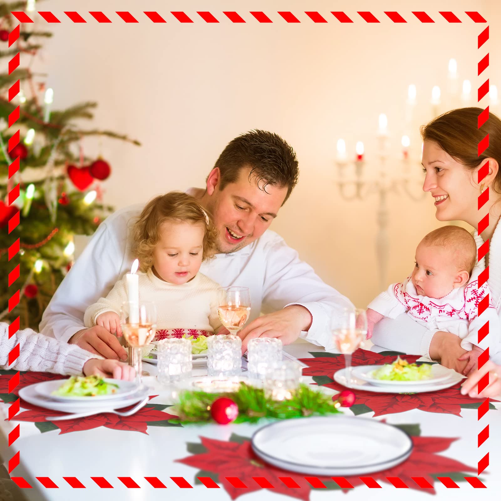 36-Piece Christmas Paper Placemats Set - Holiday Poinsettia & Snowman Designs for Festive Table Decor | Perfect for Christmas Dinner, Party, and Home Decoration