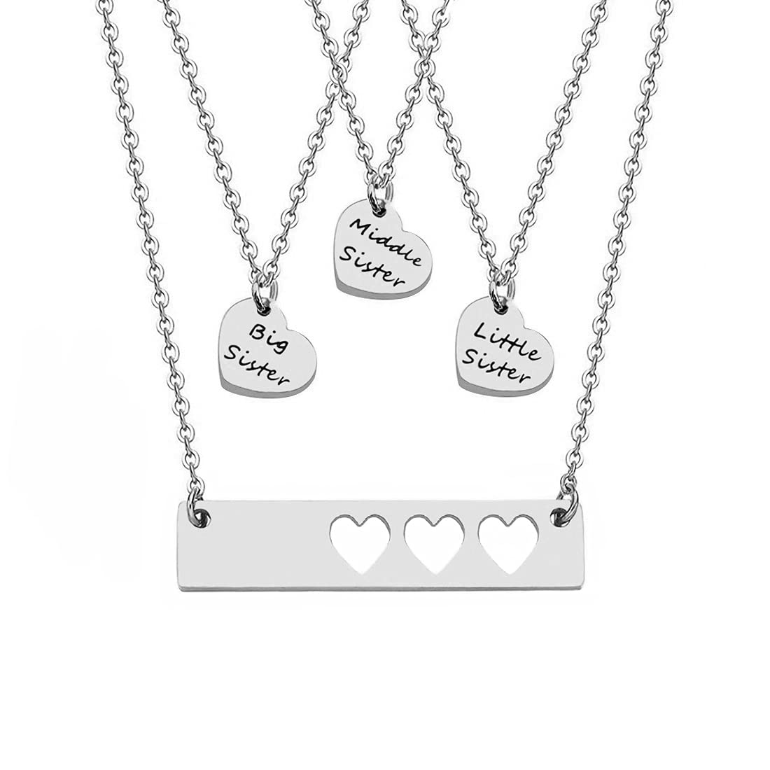 Big Sis & Lil Sis Bar Necklace Set - Hand Stamped Sister Gift for Birthdays