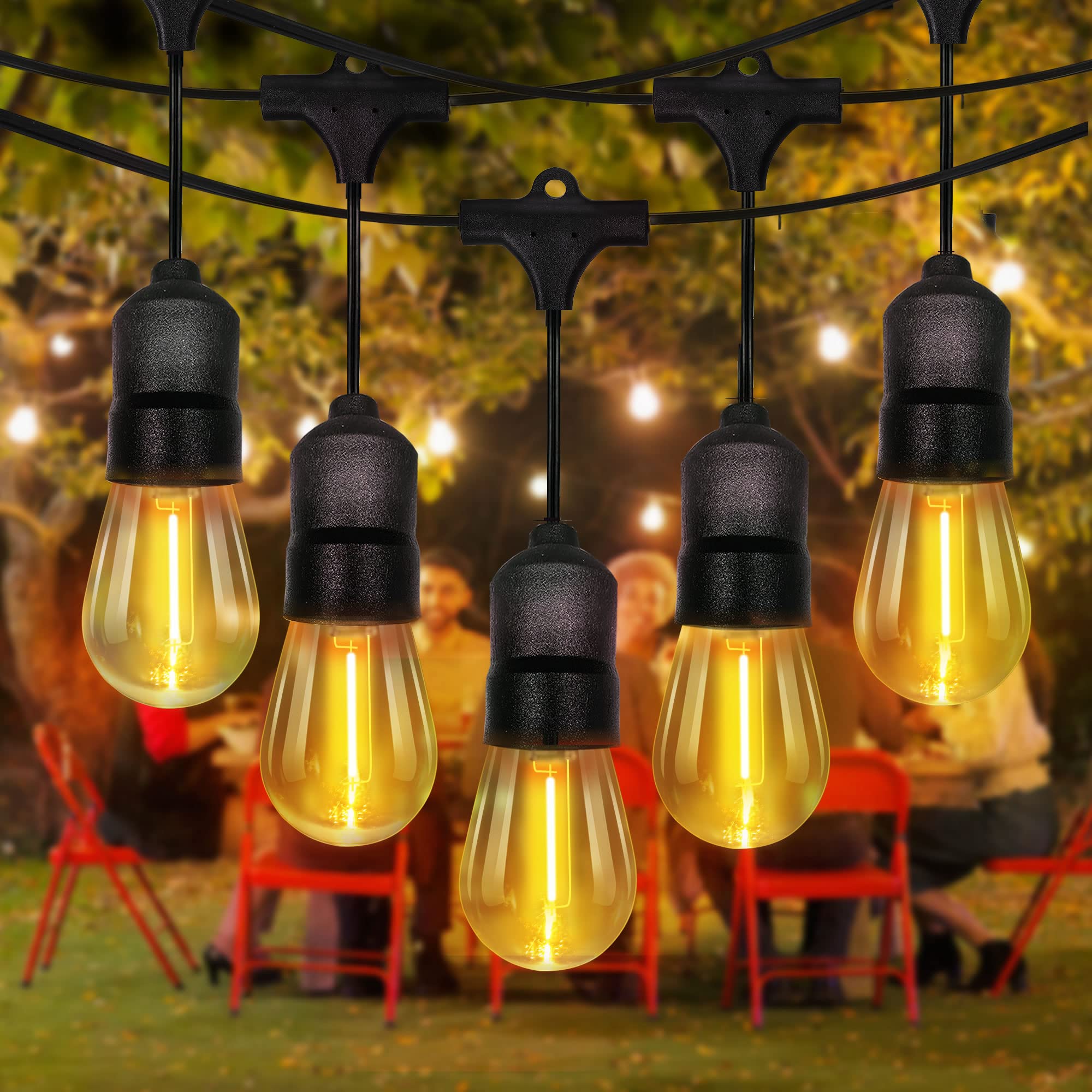Waterproof Outdoor String Lights 39FT - 11 LED Bulbs, Low Voltage Safe for Backyard, Porch, Balcony, Garden, Bistro & Party Decor | Perfect for Wedding, Patio, Christmas & Holiday Lighting