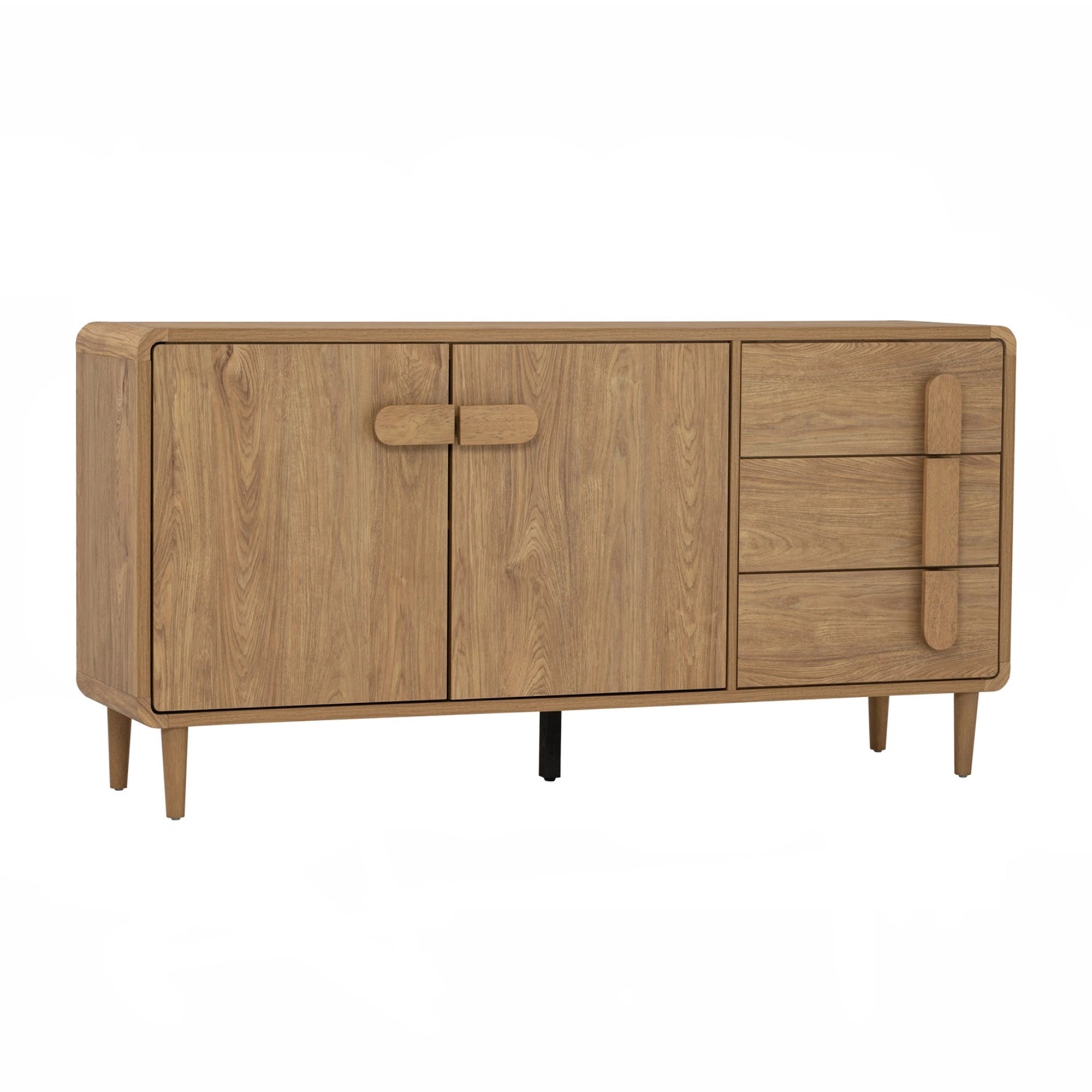 Modern Sora Sideboard 1.6m - 63 Inch Wide Buffet Cabinet with Storage Shelves for Dining Room, Living Room & Entryway - Solid Wood TV Stand with Drawers & Doors - Rustic Home Furniture for Farmhouse Decor
