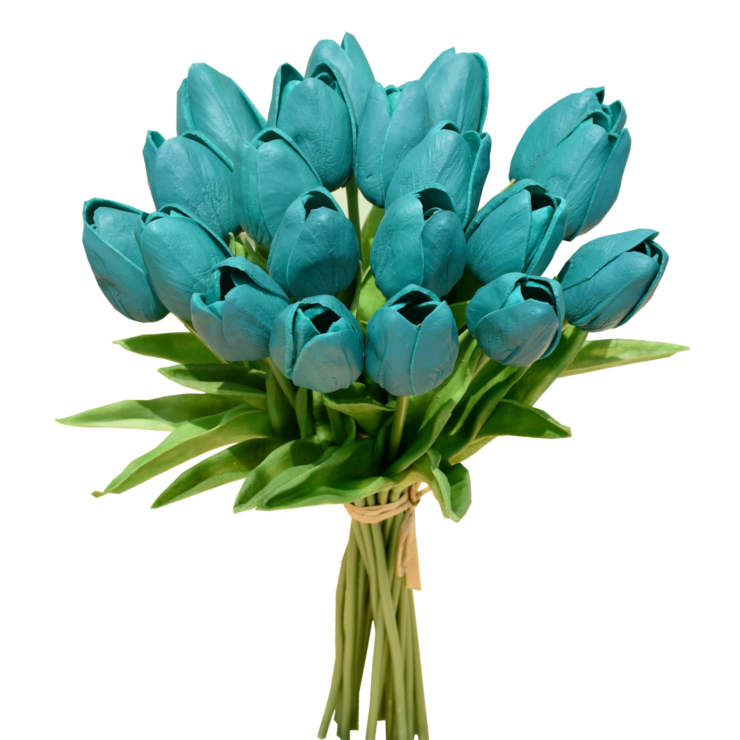 20pcs Teal Artificial Silk Tulip Flowers 13.5