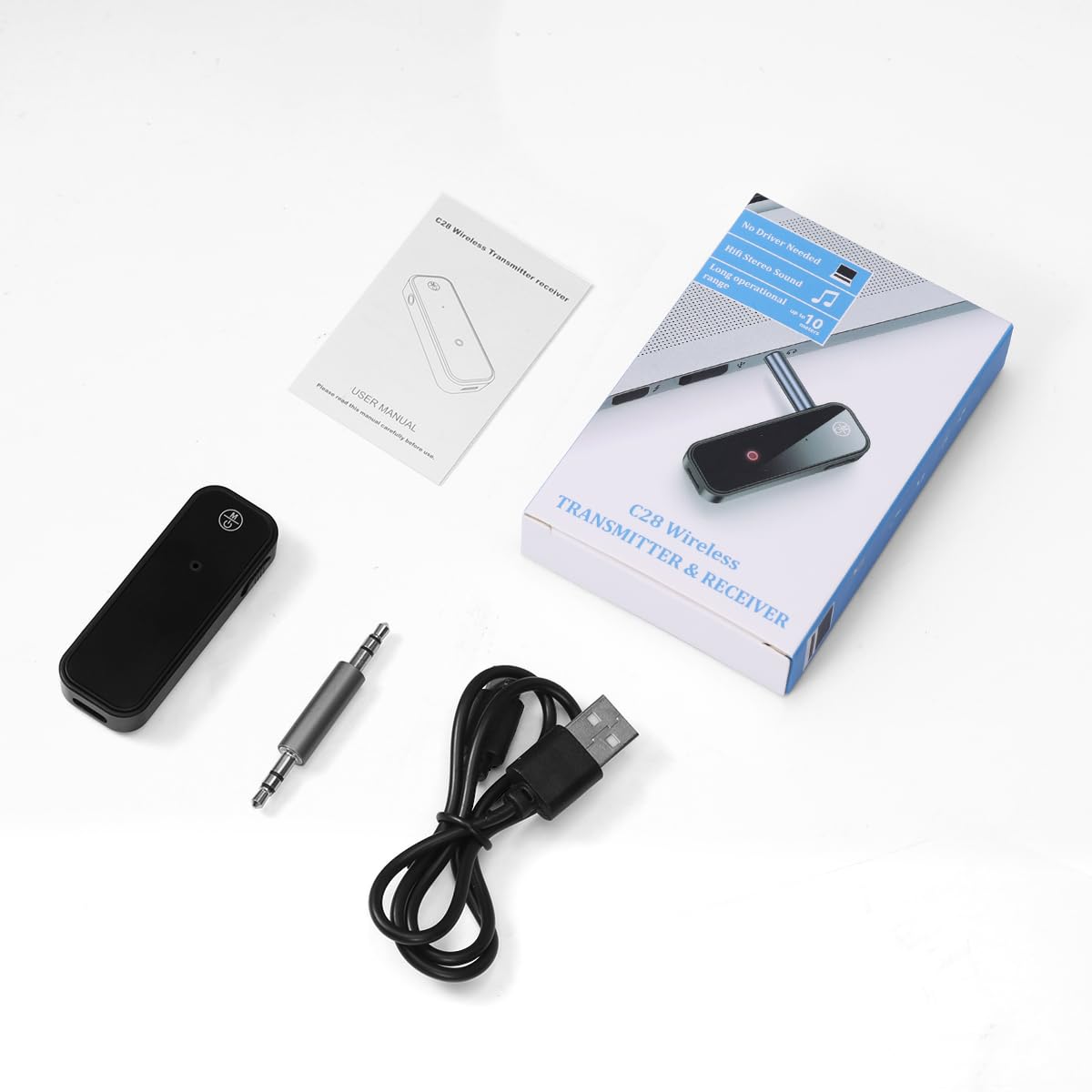 Brifit 2-in-1 Bluetooth 5.0 Transmitter & Receiver - Low Latency Wireless Audio Adapter with 3.5mm Jack for Home Theater, TV, PC, Headphones, and Wired Speakers - Perfect for Gaming, Streaming, and Music