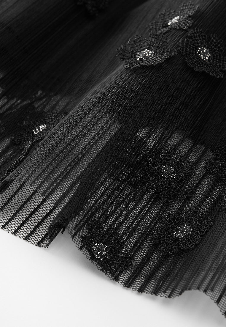 3D Detailed Ankle-Length Mesh Skirt for Women - Elegant Flowy Layered Chiffon Skirt for Party, Wedding & Evening Wear - Perfect for Date Night, Prom & Special Occasions