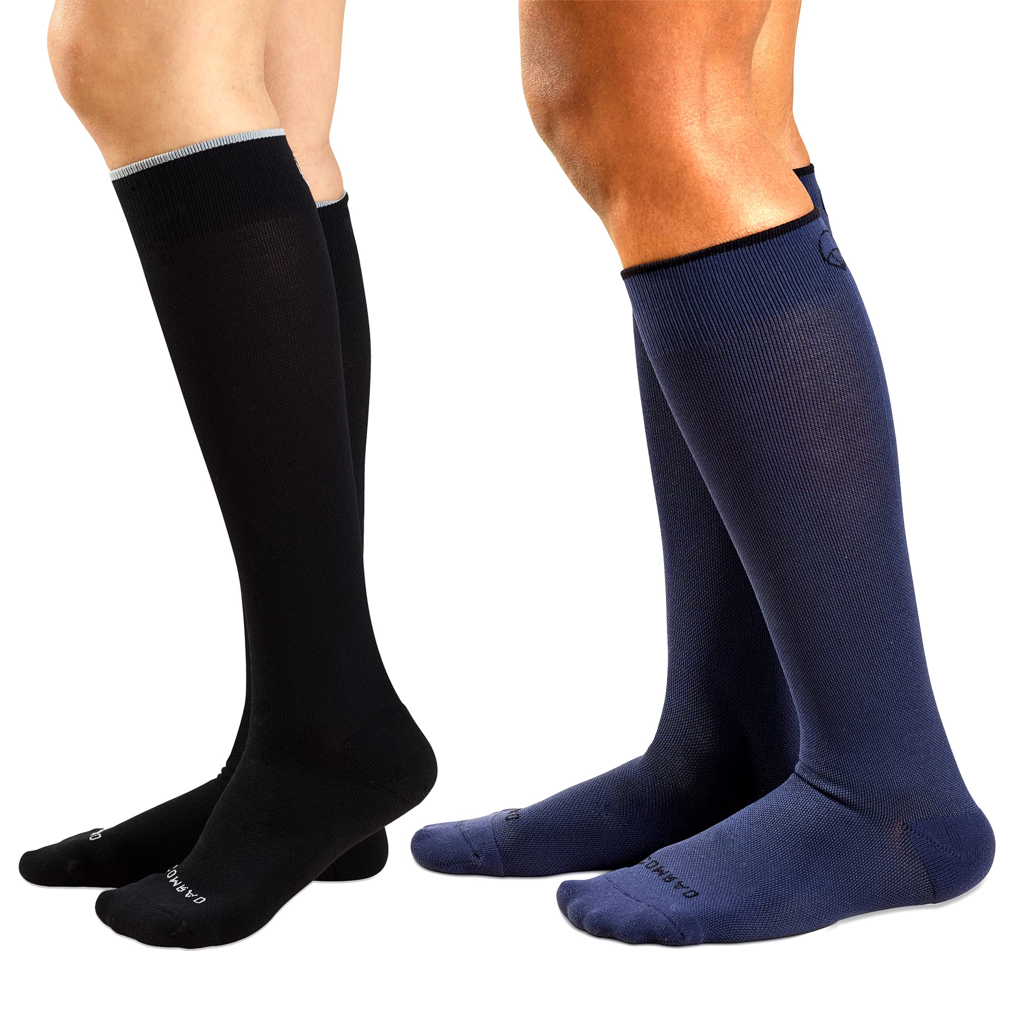 Comrad Compression Socks Bundle for Men & Women - Solid Black & Navy Blue for Circulation, Running, Travel & Work Comfort