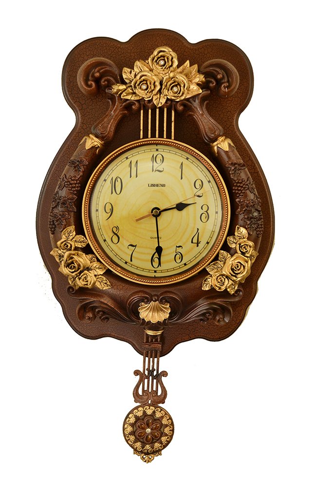 Elegant Harp with Roses Wall Clock - 23 x 12 Inches - Perfect for Living Room, Bedroom & Home Decor