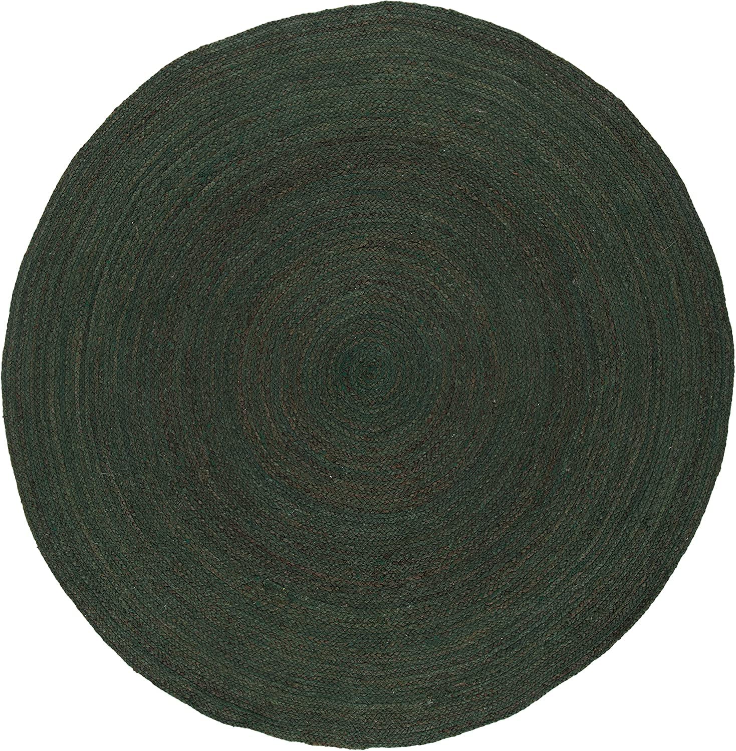 Handwoven Black Jute Farmhouse Rug - 10x10 Round Braided Area Rug for Living Room, Bedroom, Kitchen | Eco-Friendly Natural Fiber Carpet for Rustic Home Decor & Cozy Spaces