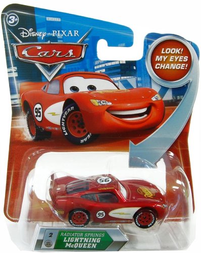 Disney Pixar Cars Movie 1:55 Die Cast Lightning McQueen Toy Car with Lenticular Eyes - Radiator Springs Collection #2 - Perfect for Kids Playtime, Movie Fans & Collectors