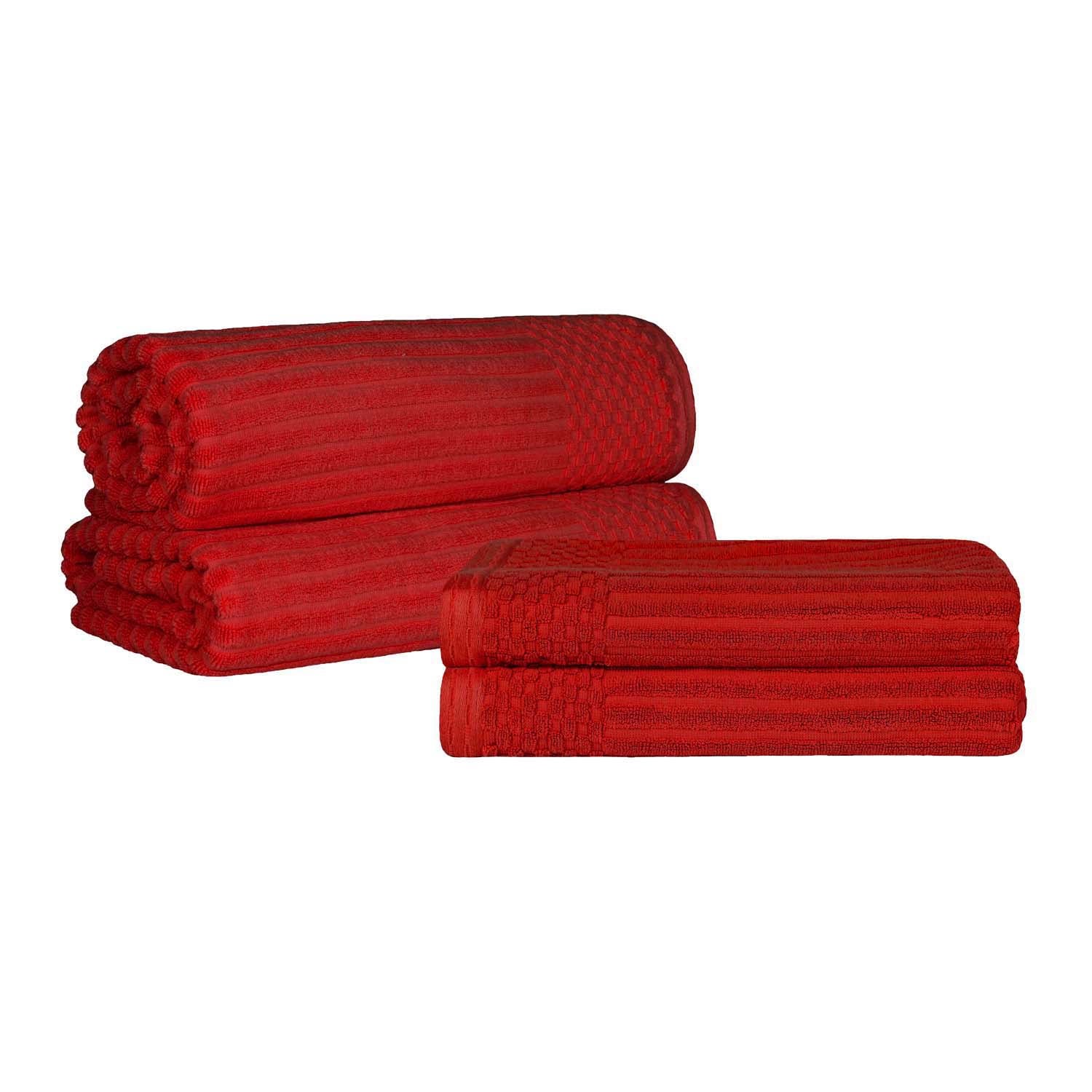 Premium Soho Ribbed Textured Cotton Bath Towel Set - Ultra Absorbent & Quick Dry - Luxury Spa & Bathroom Towels for Hotel, Home, Gym Use