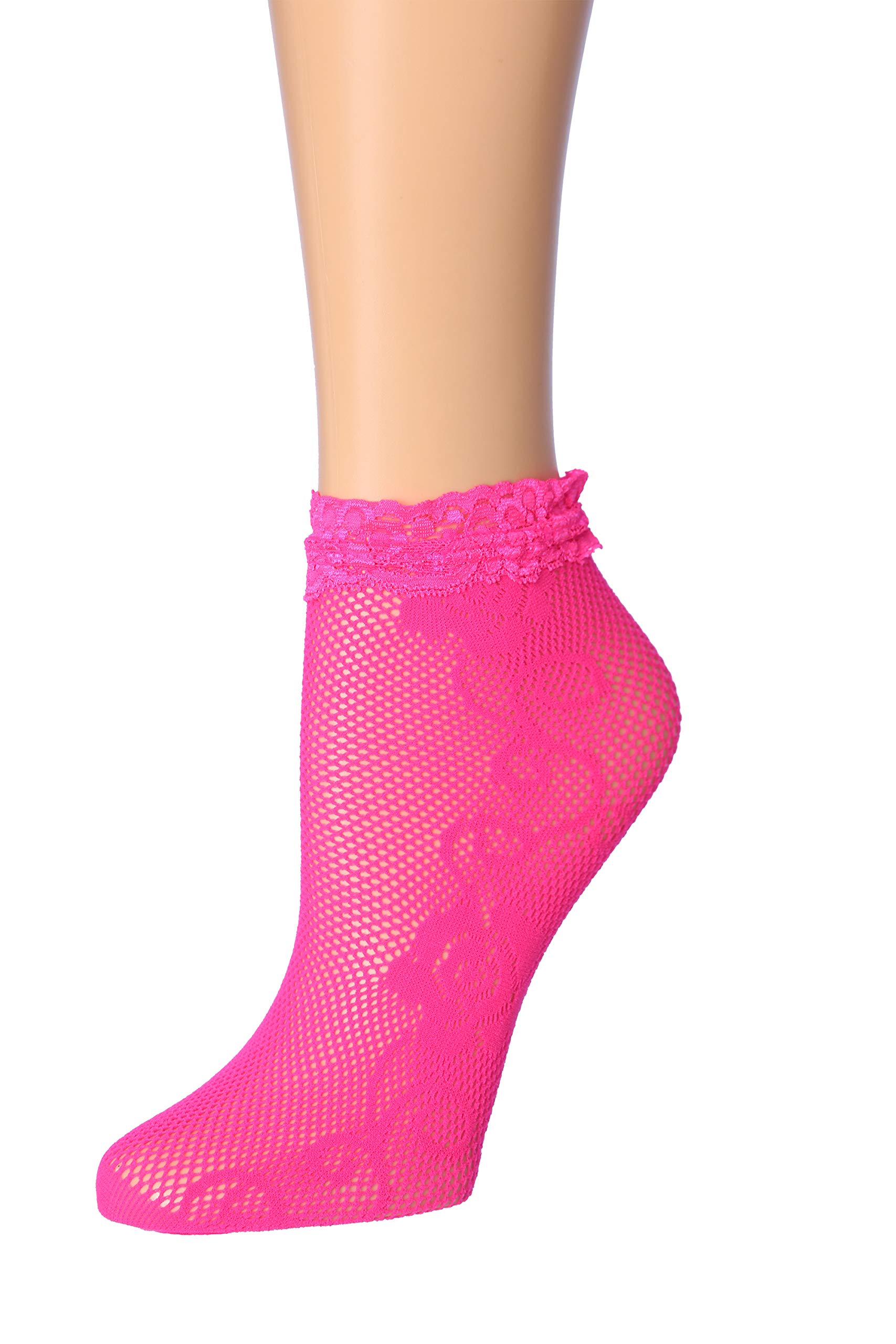 Colorful Women's 6 Pack Lace Ankle Socks with Ruffled Trim - Cute Fashion Socks for Casual Wear, Summer Outfits & Sneaker Styling