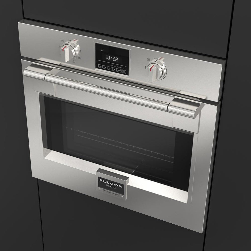 Fulgor Milano 30 Inch Stainless Steel Built-In Single Electric Wall Oven - F6PSP30S1 | Perfect for Modern Kitchens, Baking, Roasting & Gourmet Cooking