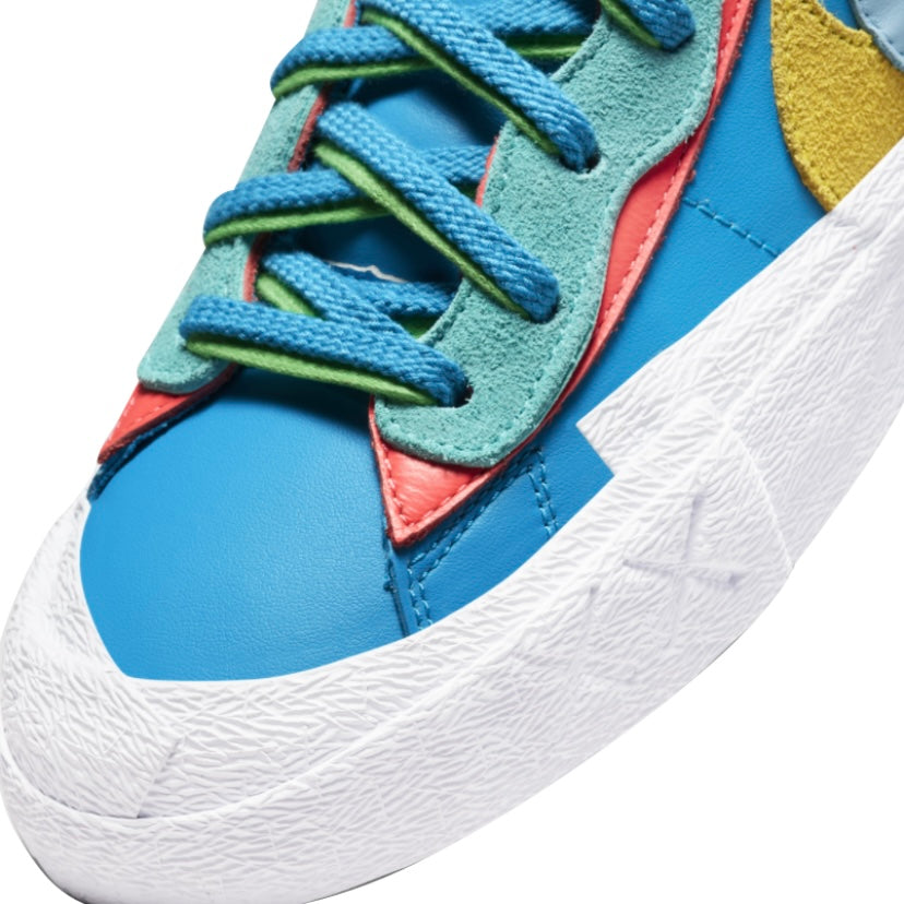 KAWS x Nike x Sacai Blazer Low Sneakers - Neptune Blue & White Colorway | Limited Edition Collab Shoes for Streetwear & Sneaker Collectors | Perfect for Casual Wear, Sneaker Events & Fashion Outfits