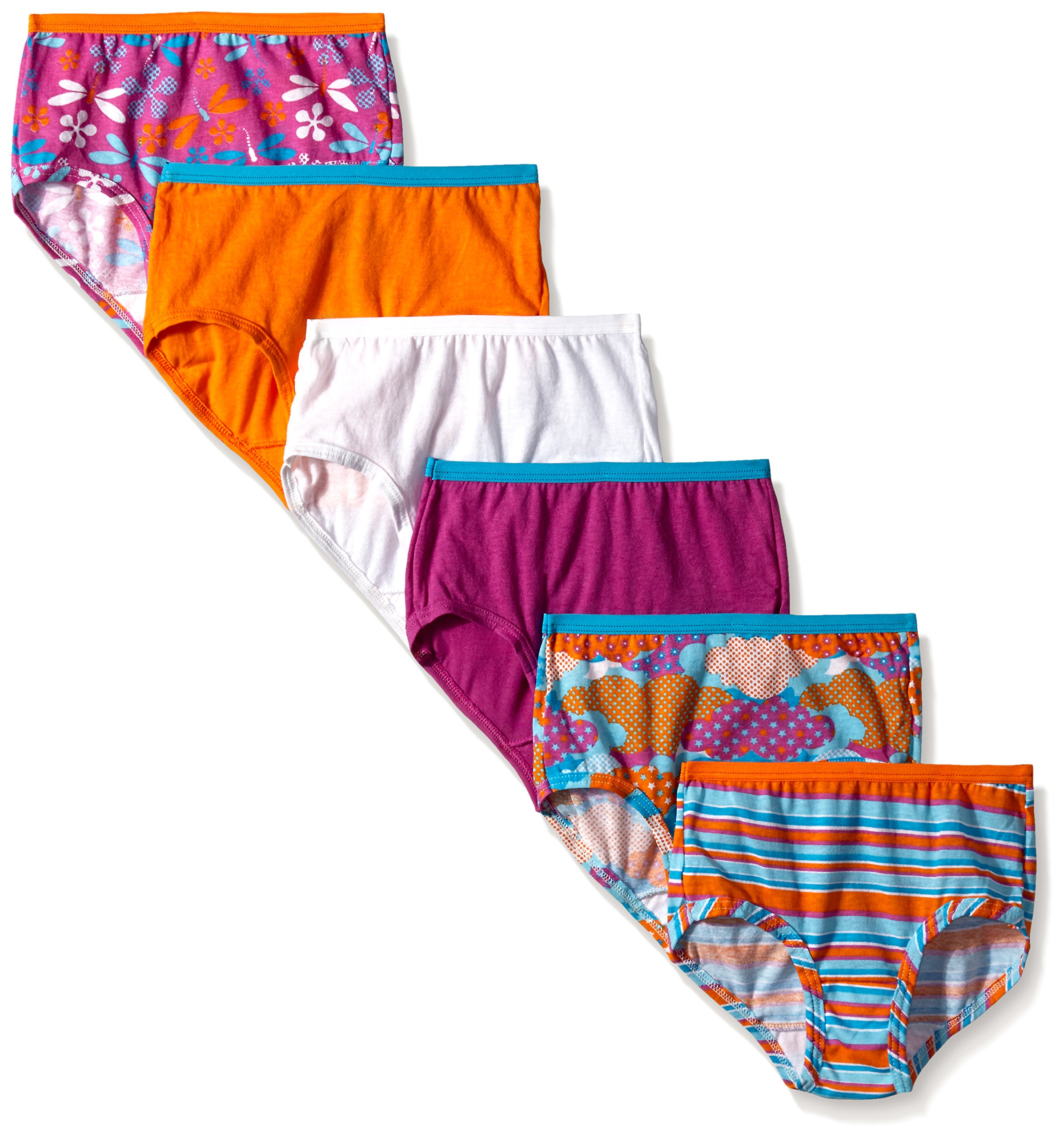 Fruit of the Loom Girls Cotton Underwear Briefs 6-Pack - Soft Comfortable Kids Underwear for School, Play & Everyday Wear