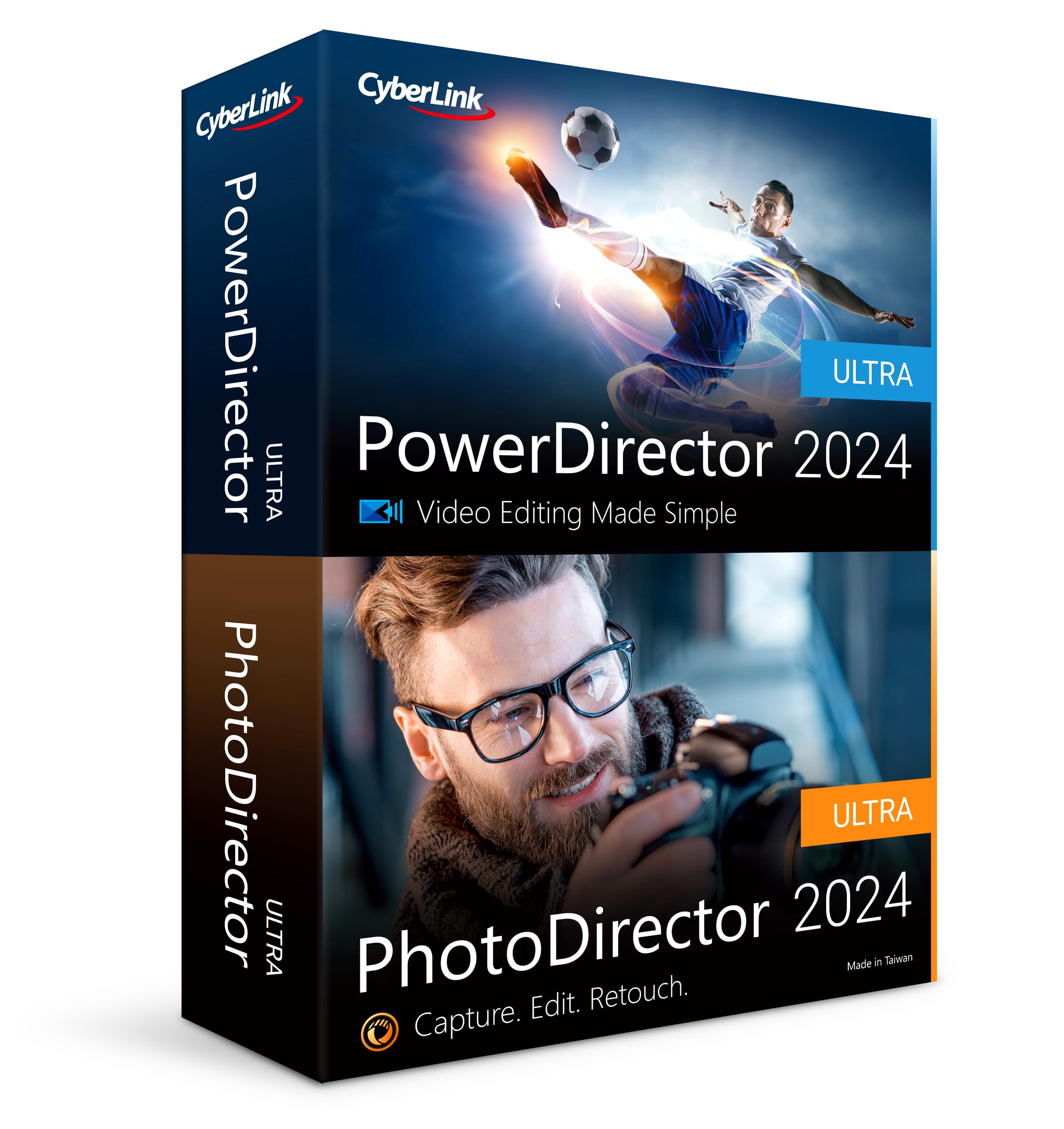 CyberLink PowerDirector & PhotoDirector 2024 Ultra - AI Video & Photo Editing Software for Windows | Create Slideshows & Screen Recordings | Perfect for Vloggers, YouTubers & Content Creators [Retail Box with Download Card]