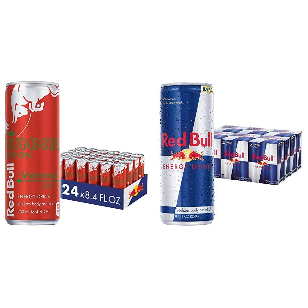 Red Bull Red Edition Watermelon & Original Energy Drink Combo - 8.4 Fl Oz Cans (12-Pack) - Boost Energy for Workouts, Gaming & Late-Night Study Sessions