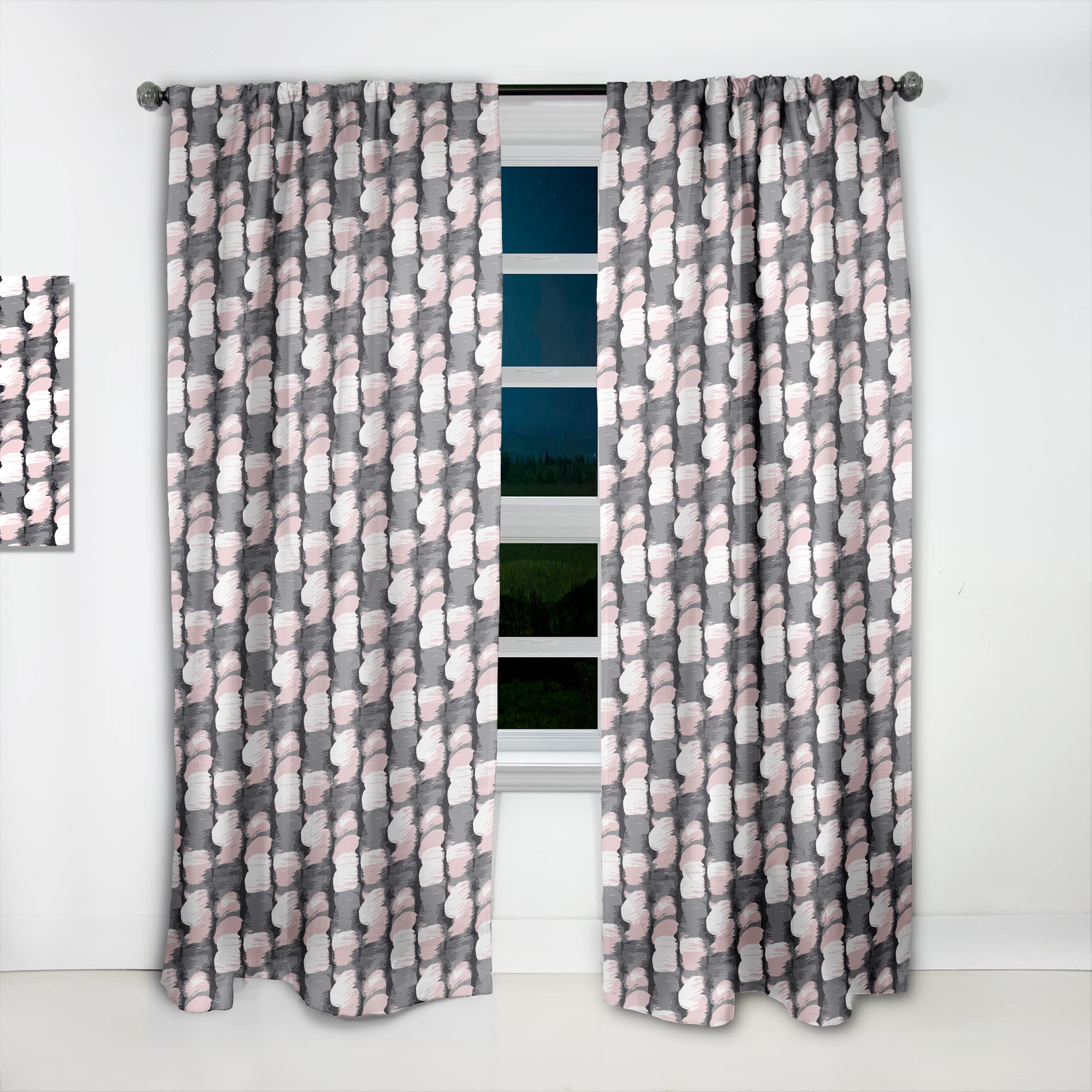 DesignQ Thermal Insulated Curtains - Paint Brush Strokes Pattern Single Panel 52x63 - Blackout Drapes for Bedroom & Living Room - Perfect for Home Decor, Privacy & Energy Efficiency
