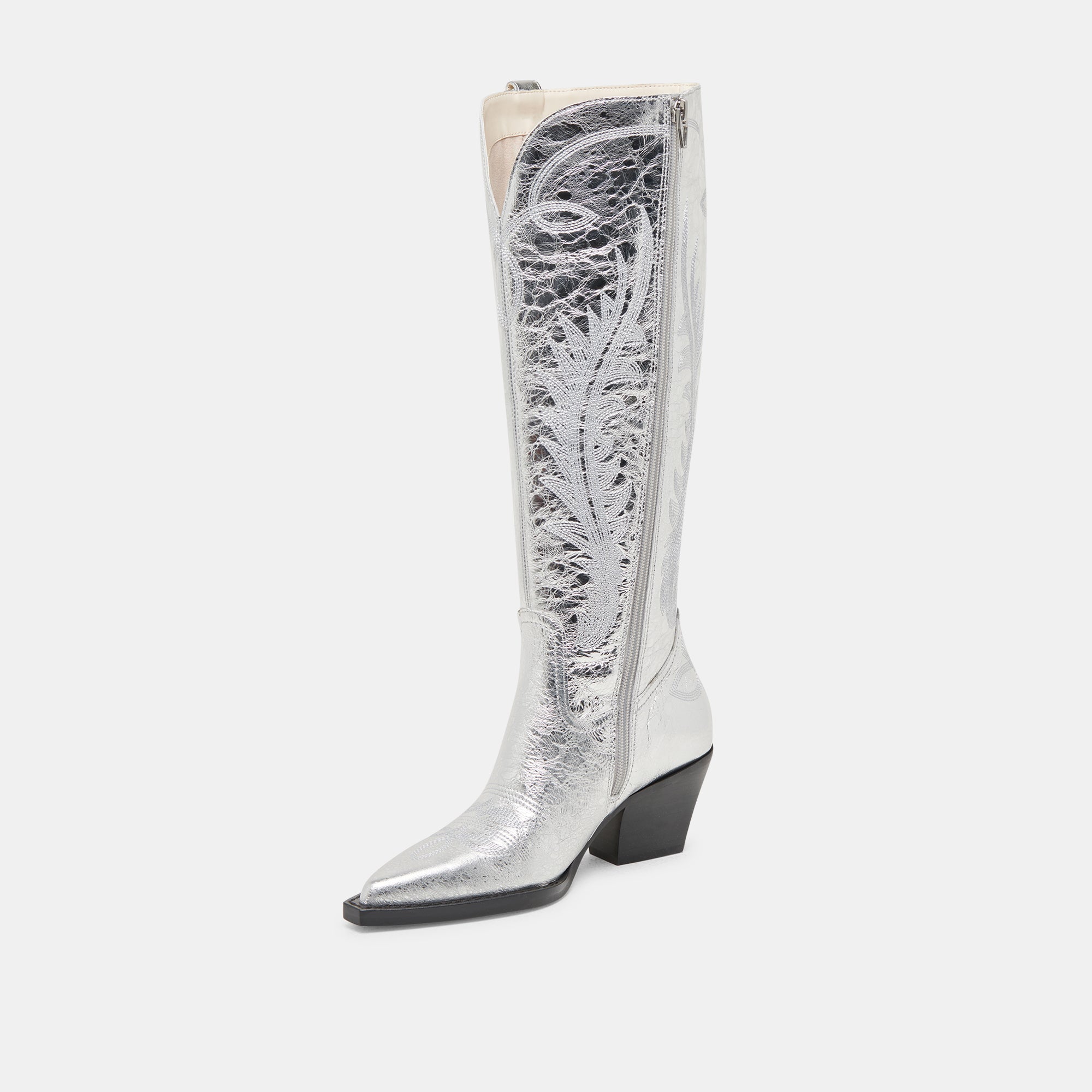 RYATT Extra Wide Calf Boots for Women - Silver Distressed Leather Ankle Boots for Comfort & Style | Perfect for Casual Outfits, Work & Night Out