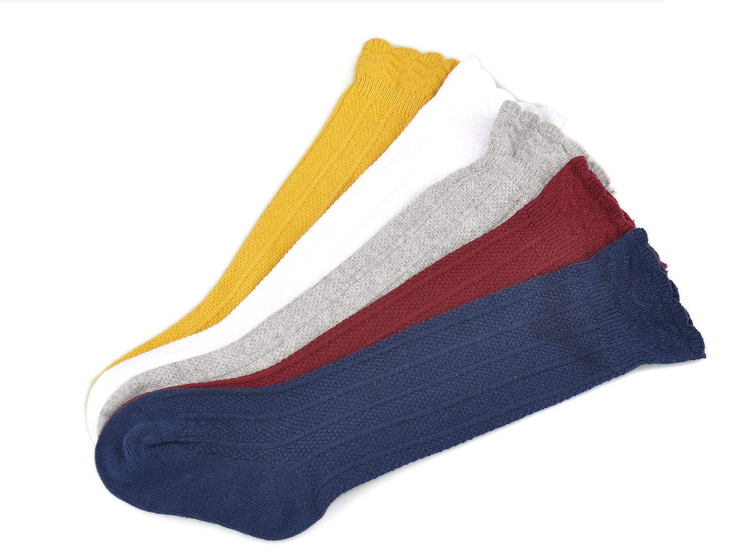 EPEIUS Baby Girls & Boys Knee High Socks - Uniform Tube Ruffled Stockings for Infants & Toddlers (3/5 Pack) - Perfect for School, Dance, Party & Daily Wear