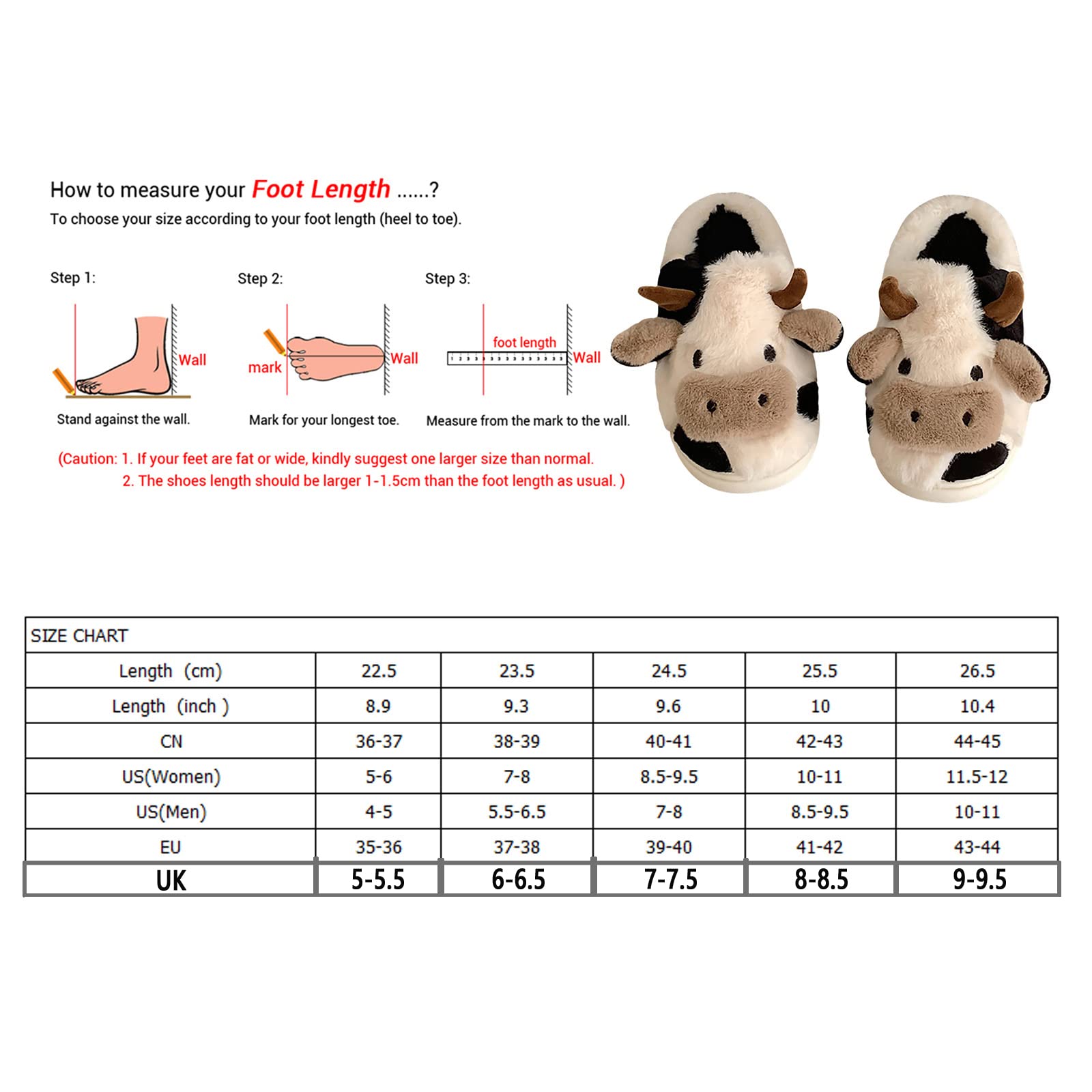 Cozy Cow Slippers for Women - Soft Fluffy Kawaii Animal Slippers with Thick Non-Slip Sole | Warm Indoor/Outdoor House Shoes for Winter, Lounge, Home, Dorm & Gift Giving