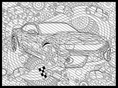Sports Car Wall Art for Boys Room - Jumbo Coloring Poster & Large Kids Activity Sheet - Perfect for Bedroom Decor, Playroom, and Homeschooling Fun