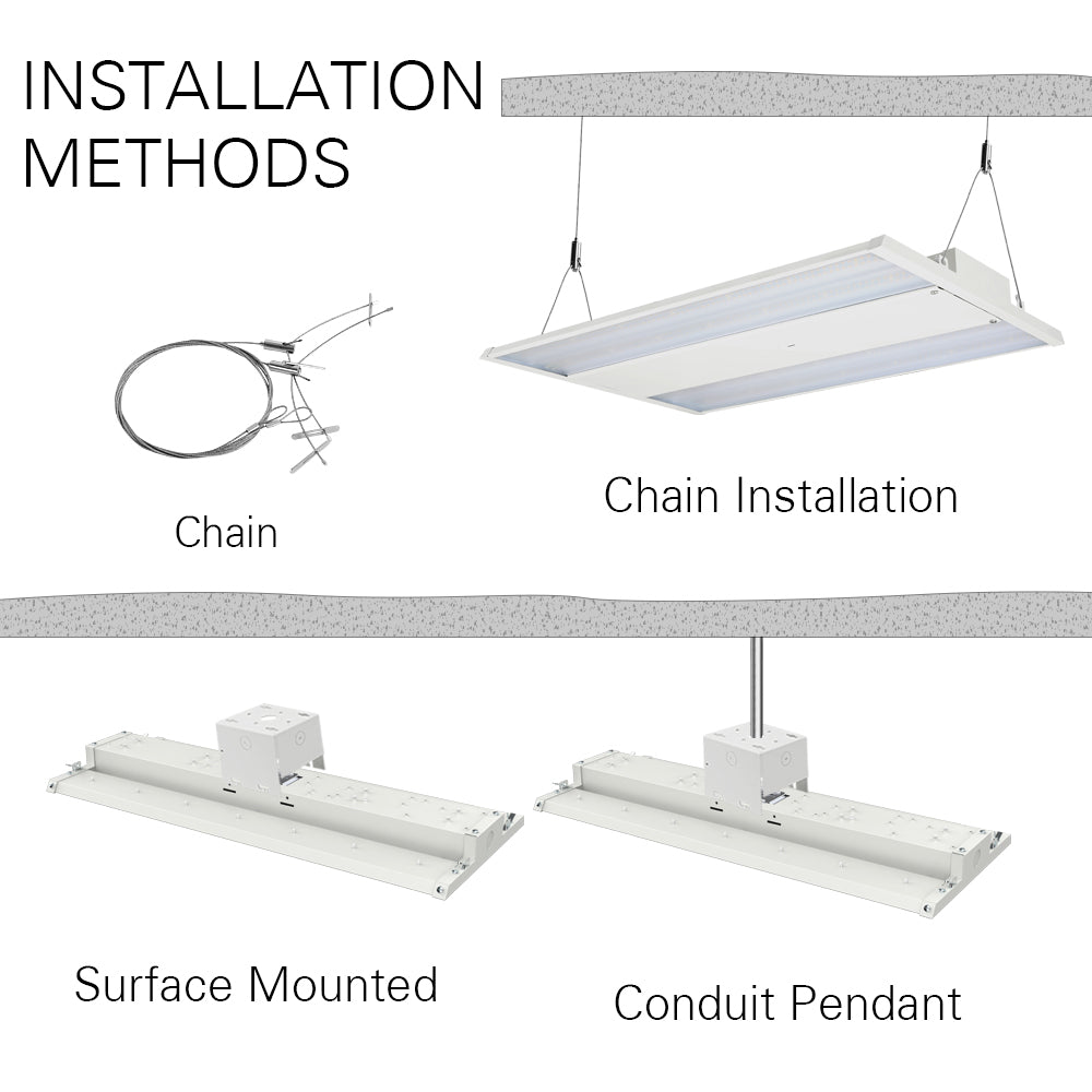 90W Linear LED Bay Light 4000K 1X2 FT 120-277V 12600 Lumens (250W Equivalent) - Energy Efficient Shop Lighting for Warehouses, Garages & Commercial Spaces