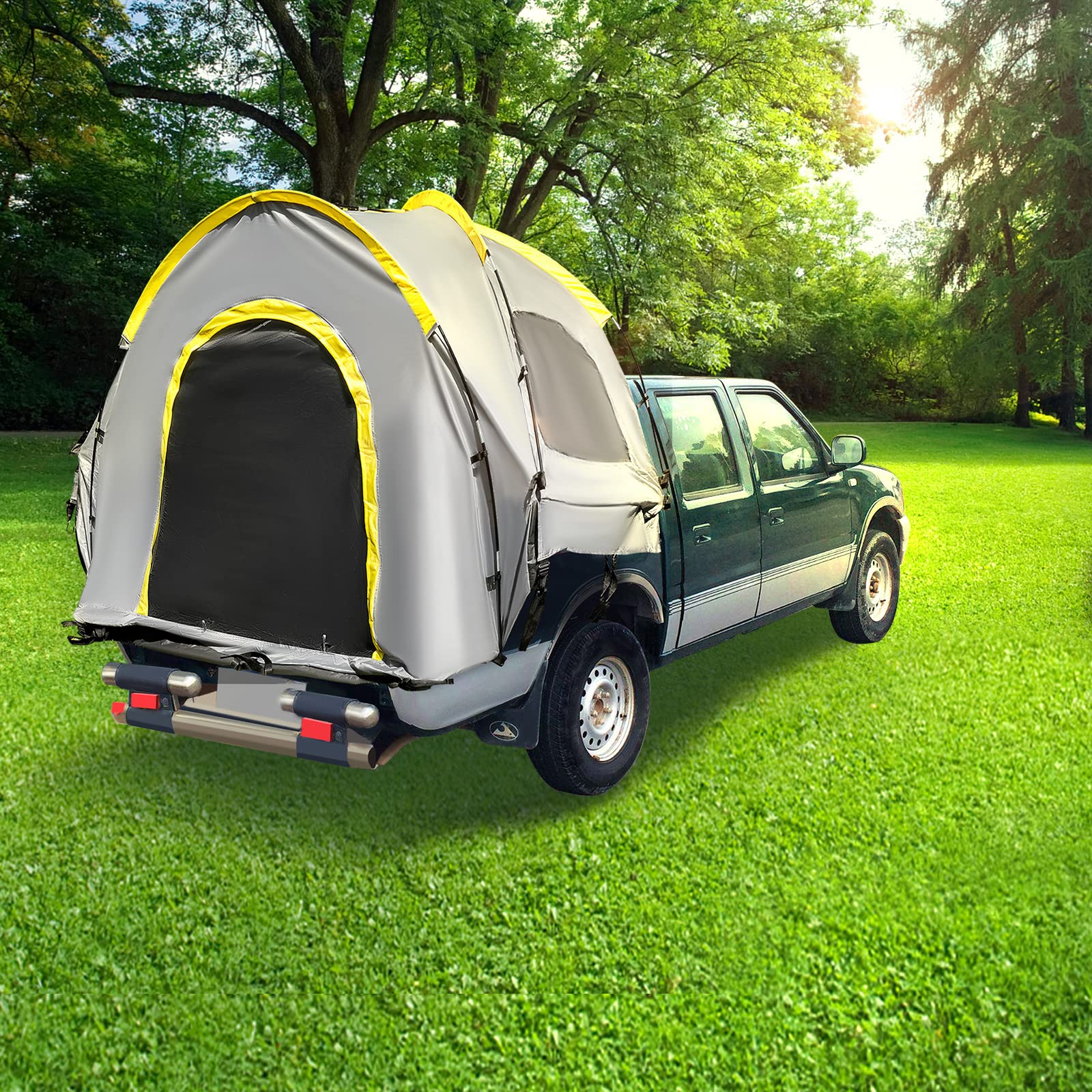 VEVOR 6.4-6.7 ft Waterproof Truck Tent for Full Size Pickup | 2-Person Camping Tent with 2 Mesh Windows | Easy Setup for Outdoor Adventures, Road Trips & Overlanding