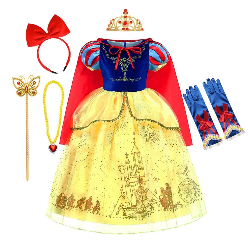 Snow White Princess Dress for Girls - Halloween Costume, Birthday Party Outfit & Christmas Dress with Accessories - Perfect for Dress-Up, Role Play & Special Occasions