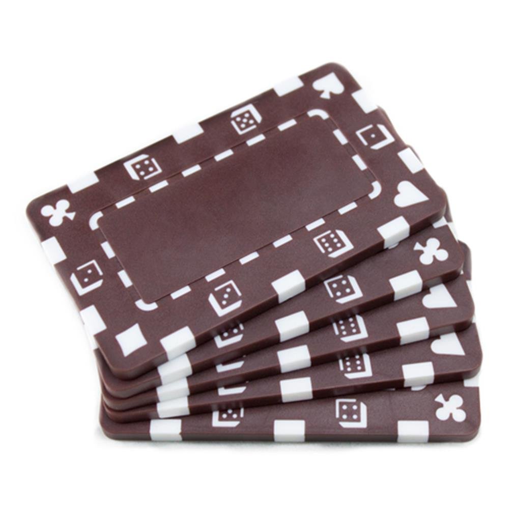5 Pack Brown Rectangular Poker Chips for Casino Games, Poker Nights & Home Gambling - Durable Clay Composite Poker Tokens for Texas Hold'em, Blackjack & Card Games