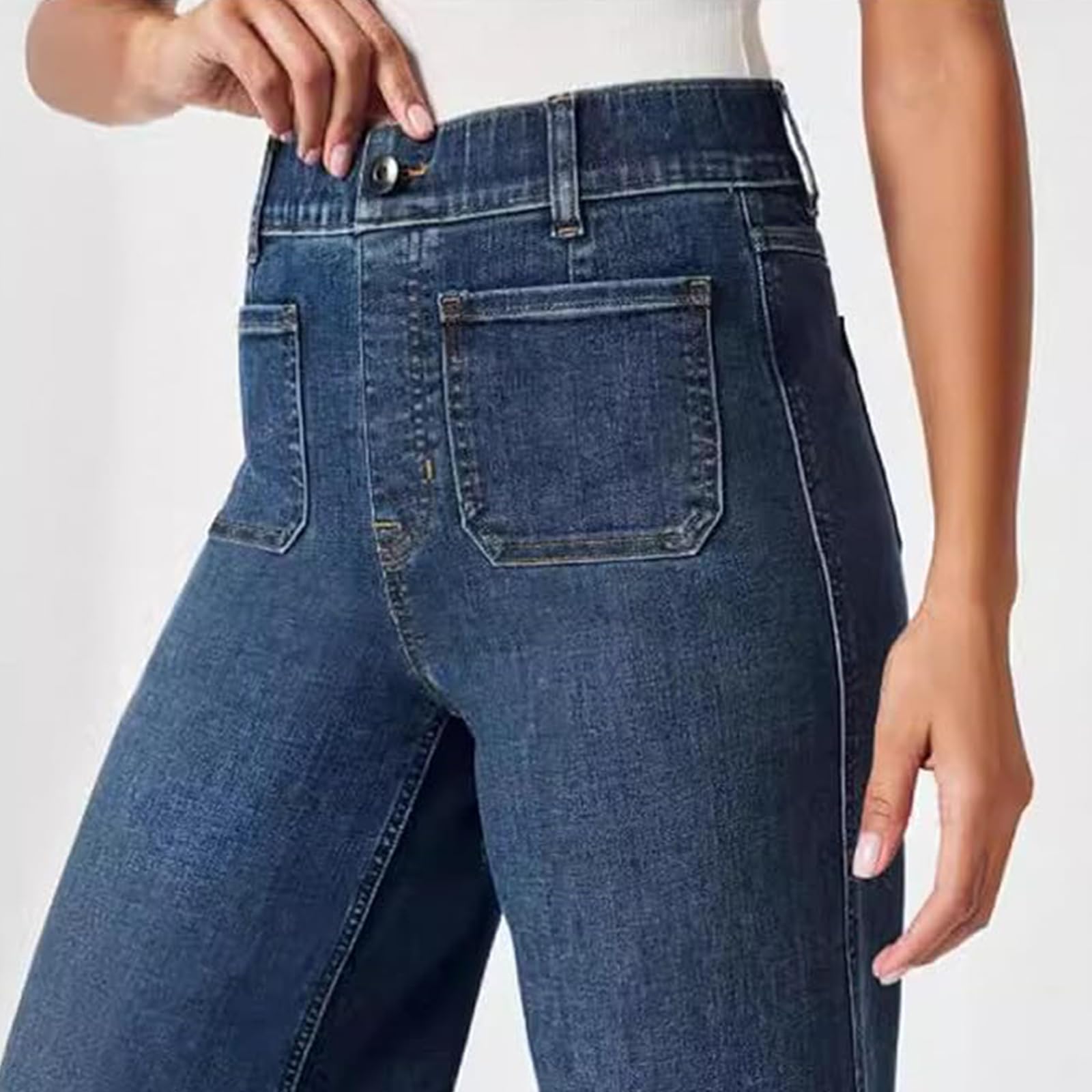 Stylish Cropped Wide-Leg Jeans for Women - High Waist Tummy Control Denim Pants | Perfect for Casual Outfits, Streetwear & Summer Fashion
