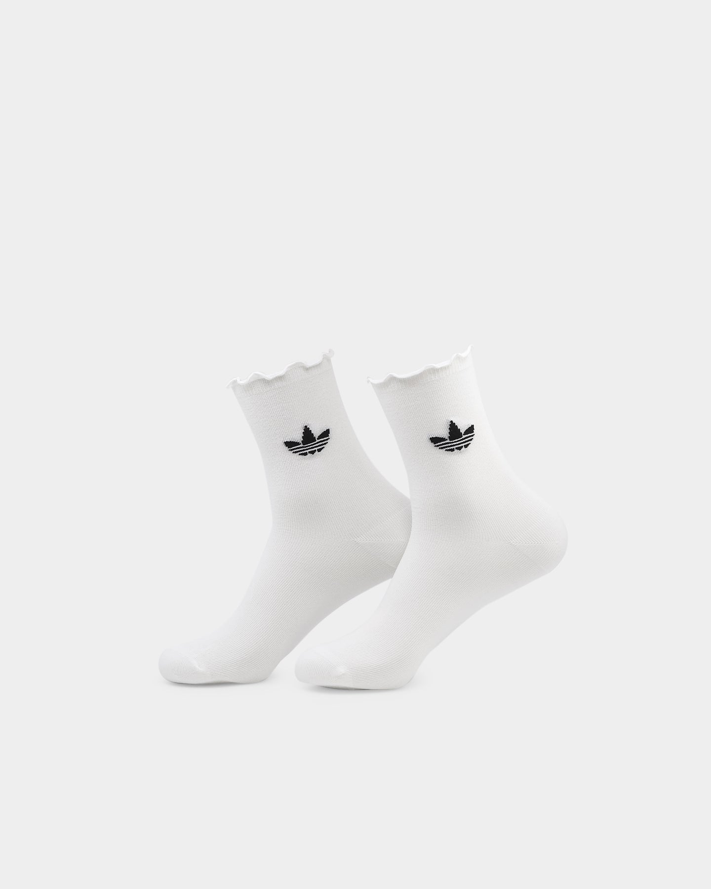 Adidas Women's Ruffle Crew Socks 2-Pack - White & Black Athletic Socks for Running, Gym, and Casual Wear